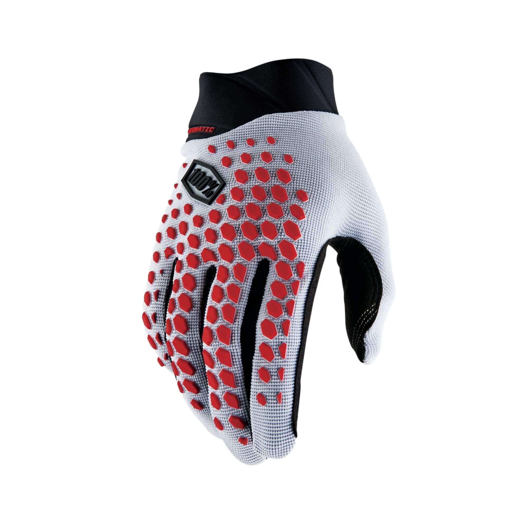 100% Geomatic MTB Gloves Grey/Racer Red / S