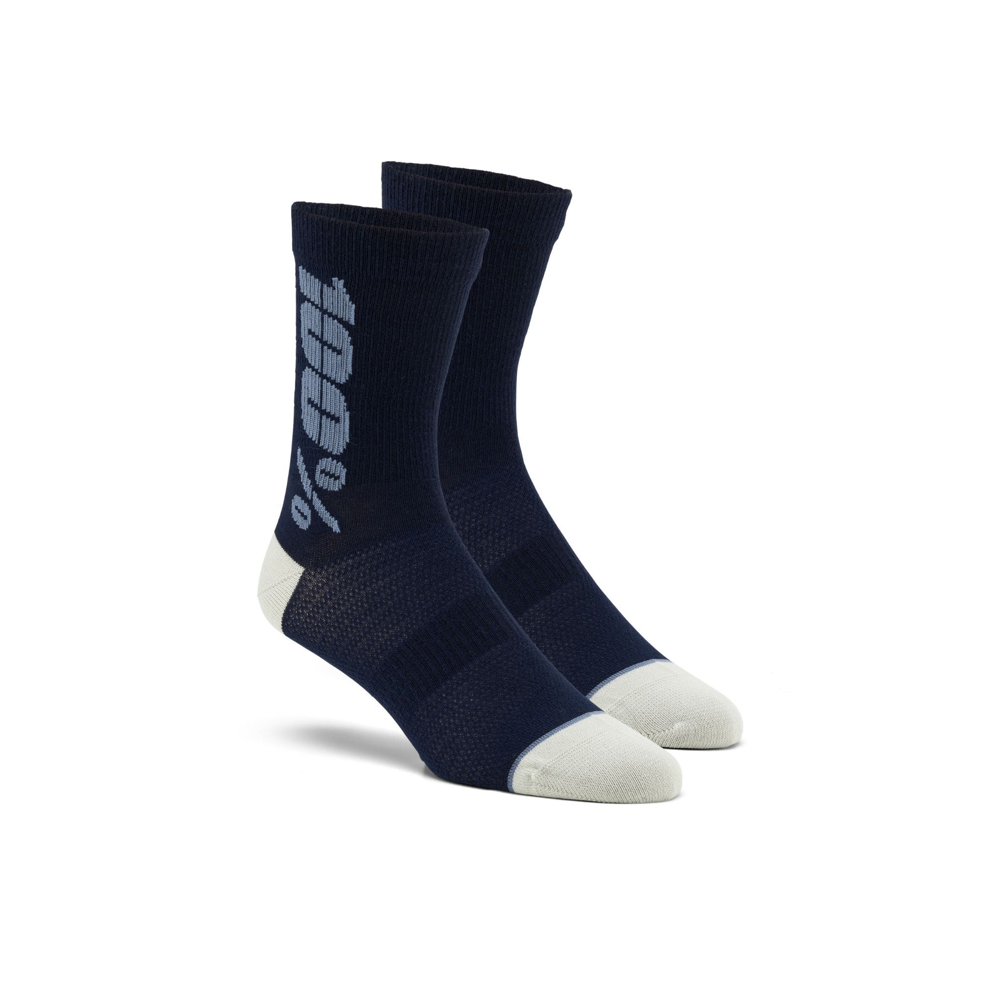100% Rythym Merino Wool Performance Socks Navy/Slate / M