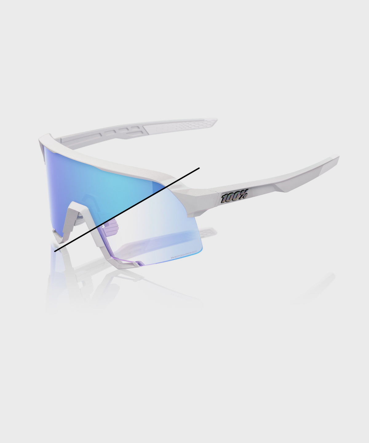 100% S3 Bastille Limited Edition Glasses Pearl White Glitter / Blue Mirror Photochromic