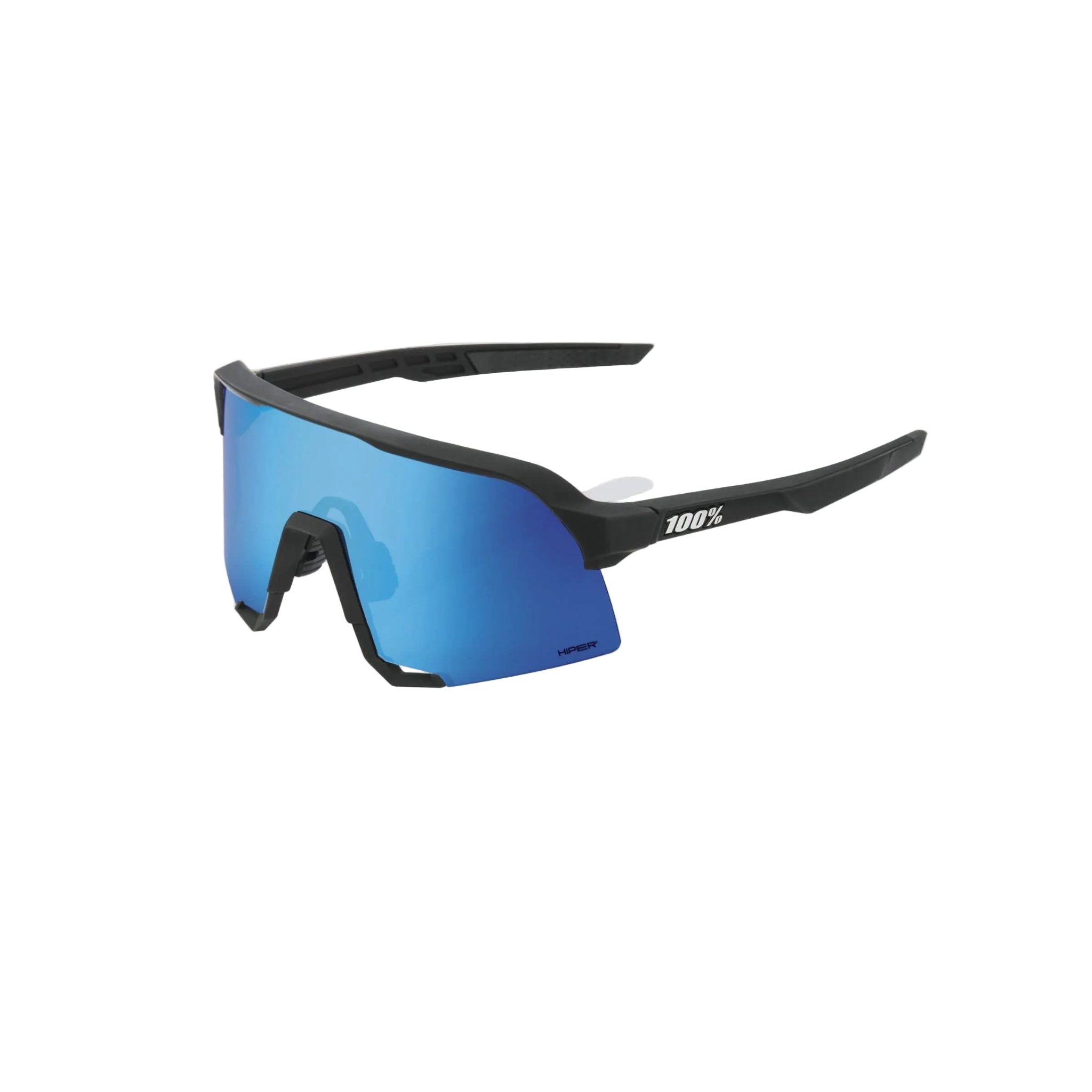 100% S3 Glasses Matte Black / HiPER Blue Multilayer Mirror Lens