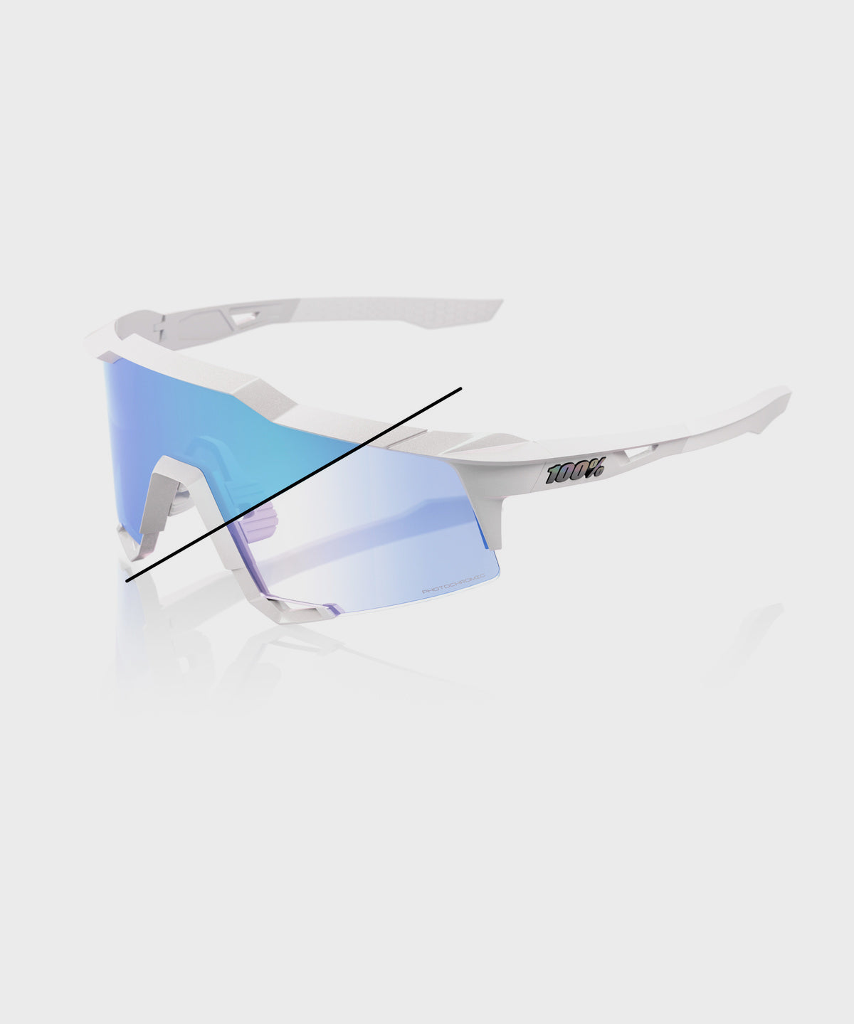100% Speedcraft Bastille Limited Edition Glasses Pearl White Glitter / Blue Mirror Photochromic