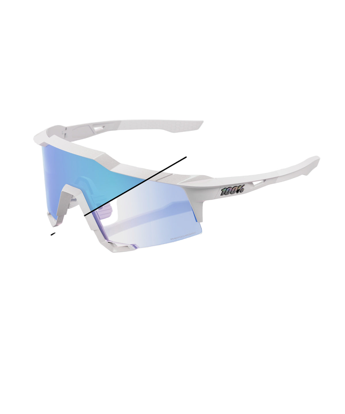 100% Speedcraft Bastille Limited Edition Glasses Pearl White Glitter / Blue Mirror Photochromic
