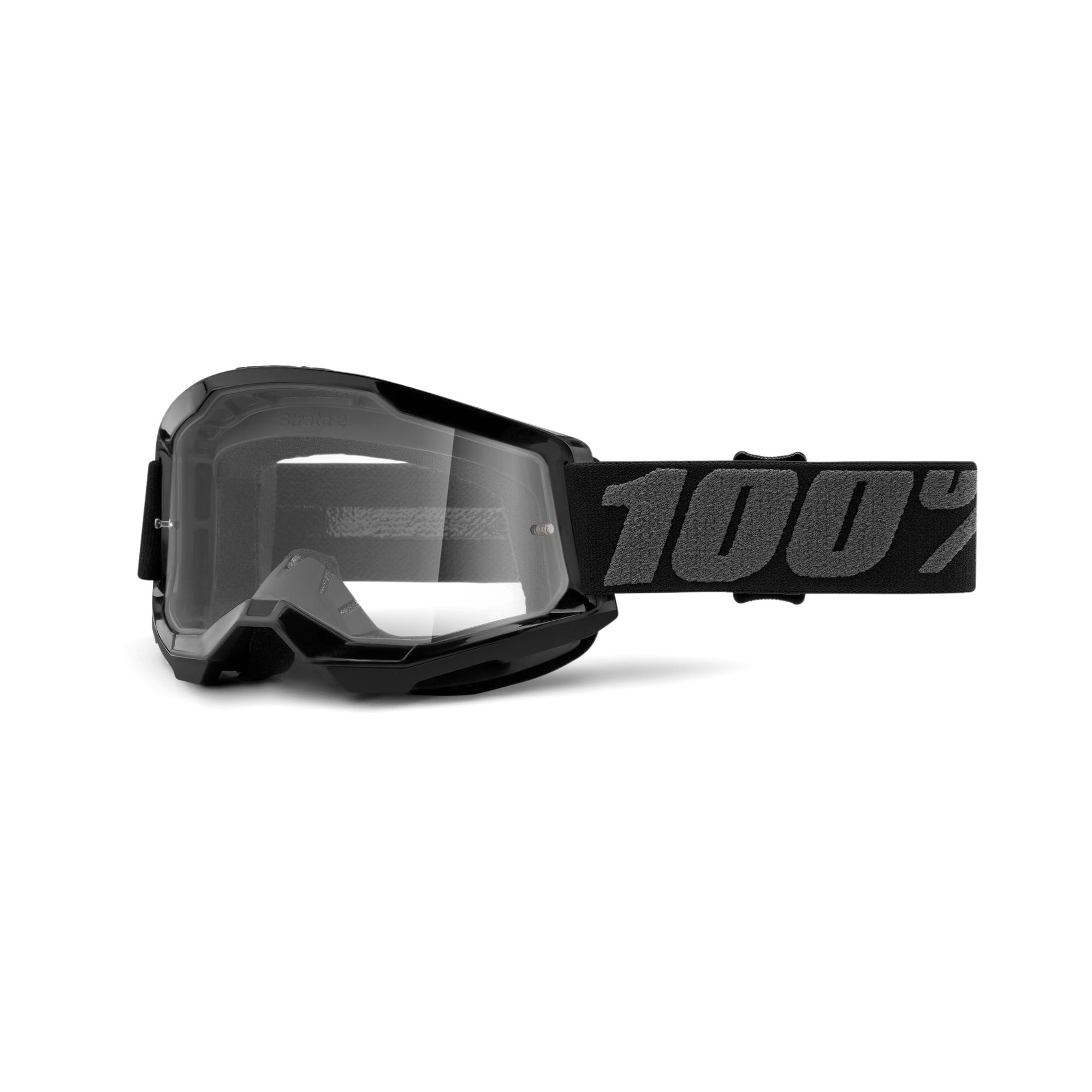 100% Strata 2 Clear Lens Goggles Black