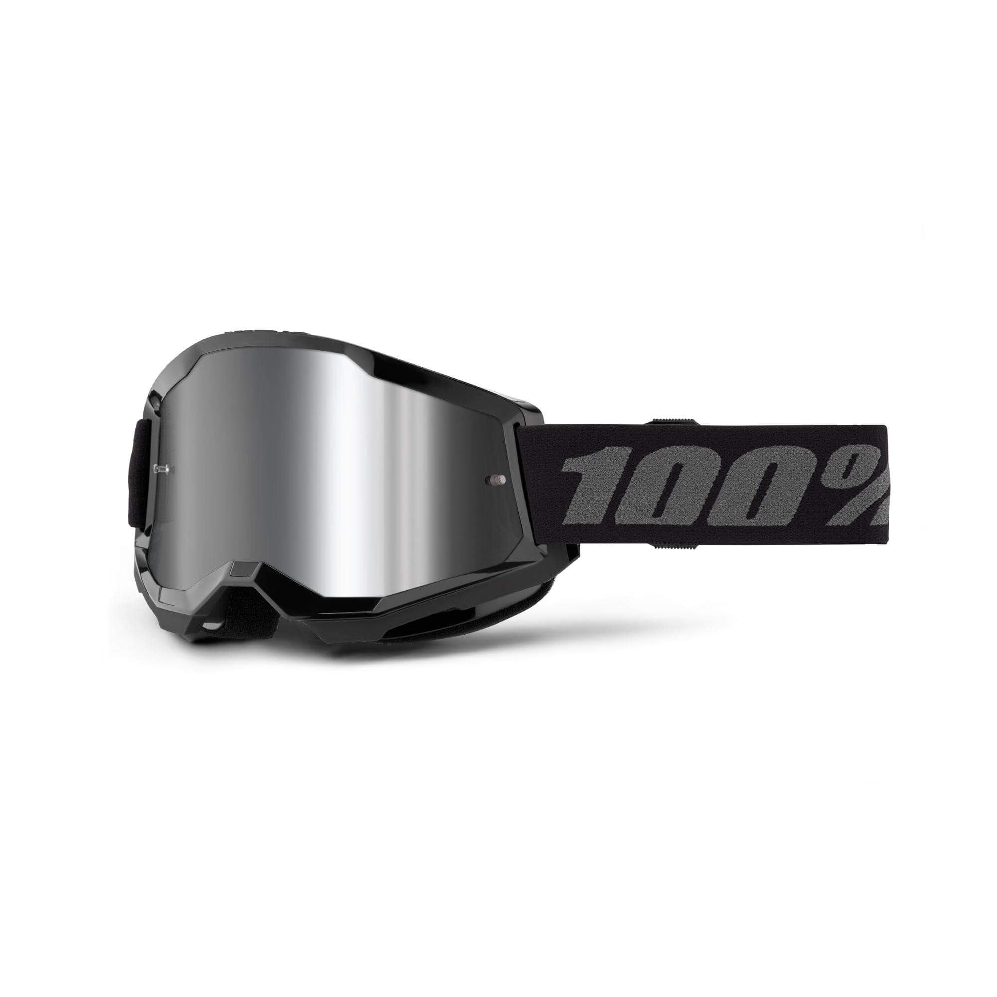 100% Strata 2 Mirror Lens Goggles Black / Silver Mirror Lens