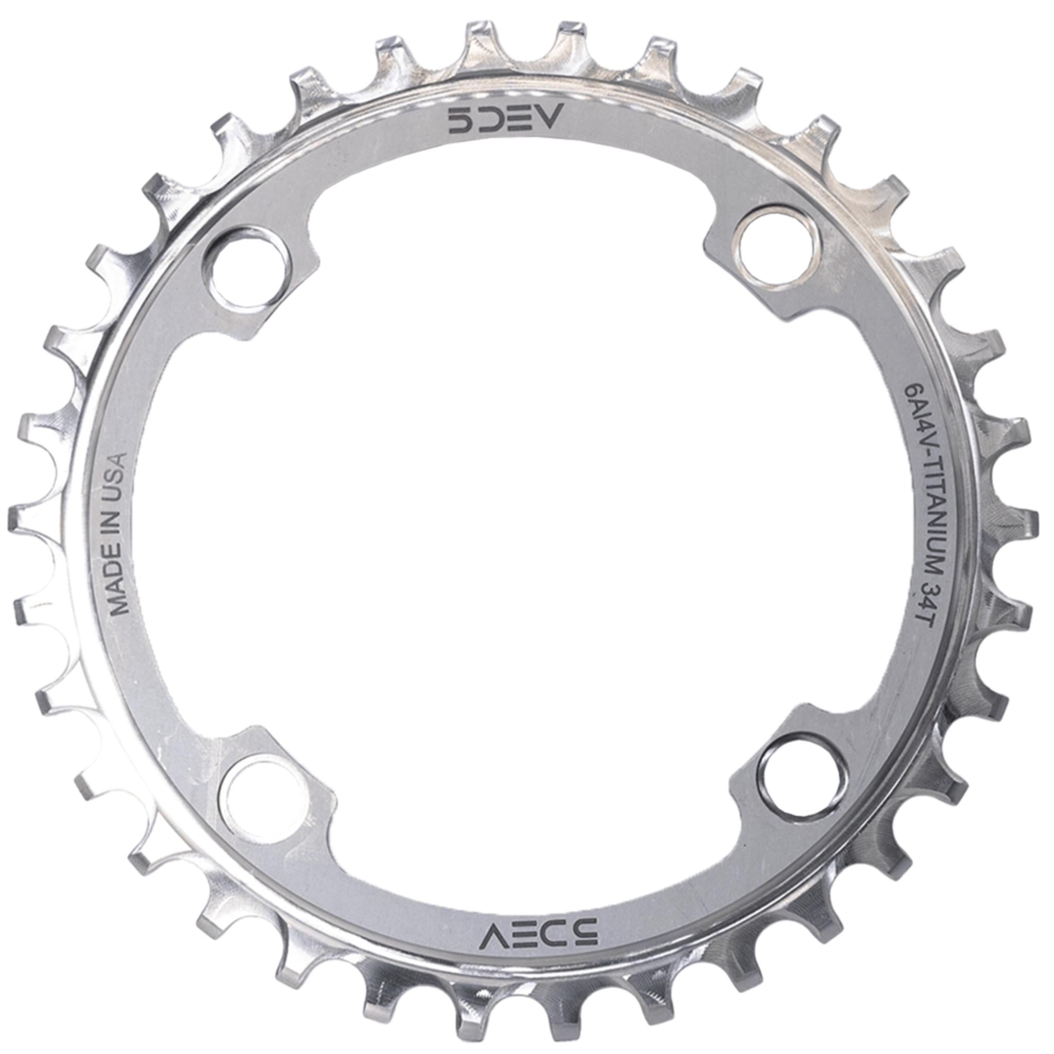 5DEV 104BCD Titanium Chainring Titanium / 34T / 104BCD