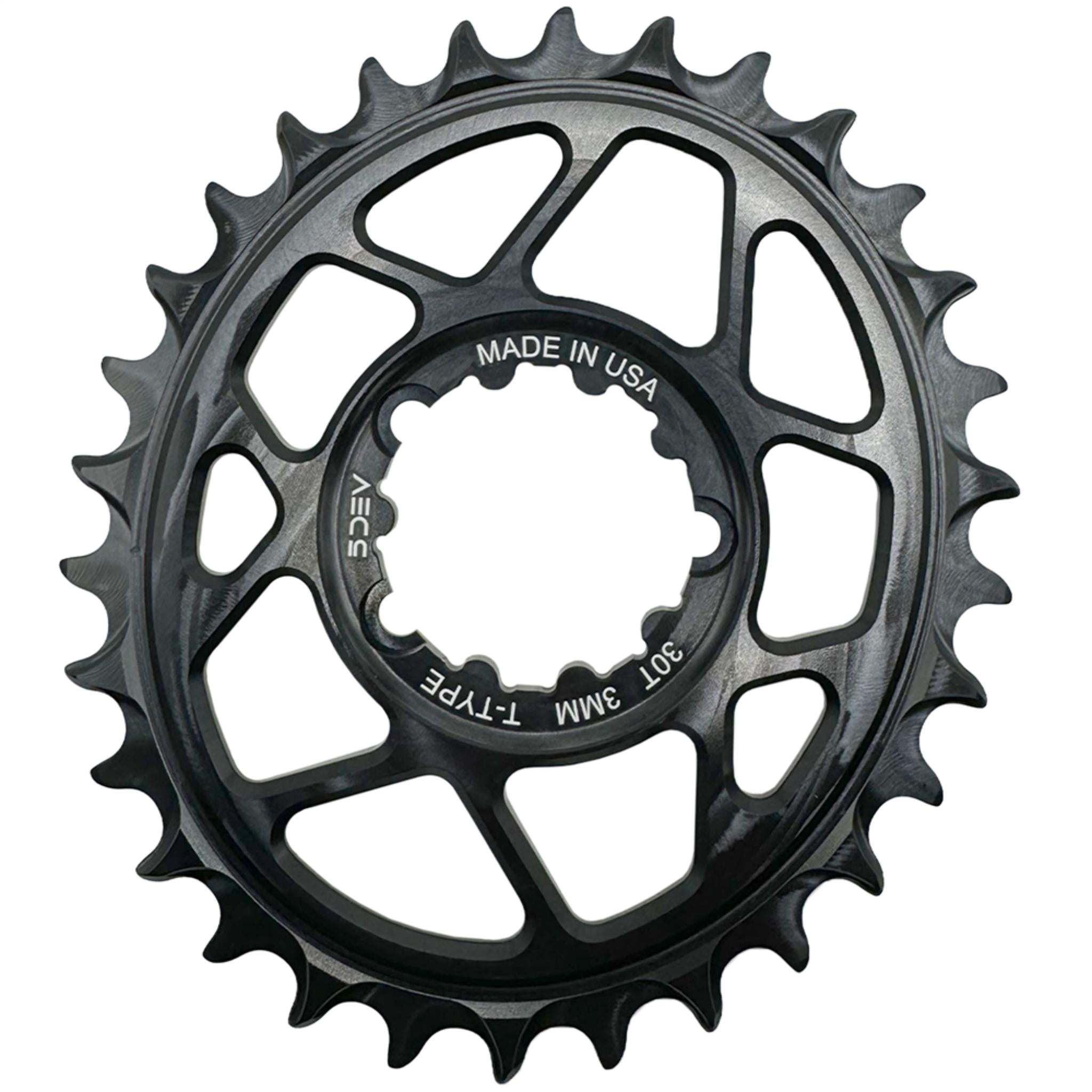 5DEV 3-Bolt Direct Mount T-Type Oval Chainring Black / 30T / 3-Bolt SRAM