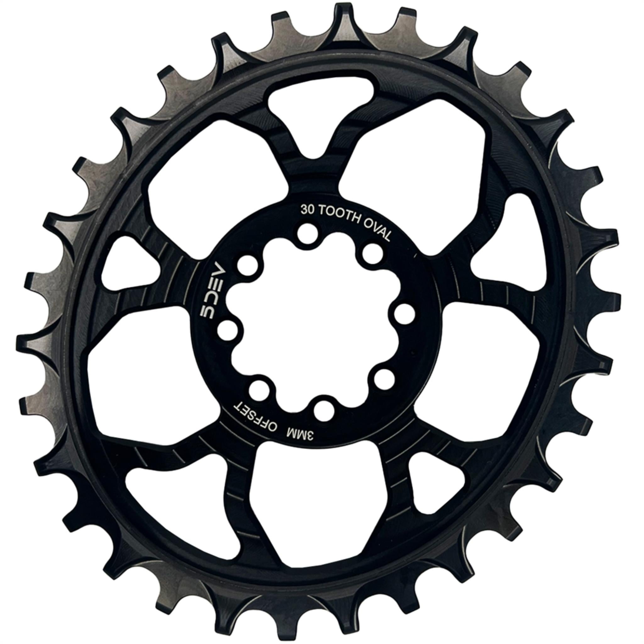 5DEV 8-Bolt Direct Mount Oval Chainring Black / 30T / 8-Bolt SRAM