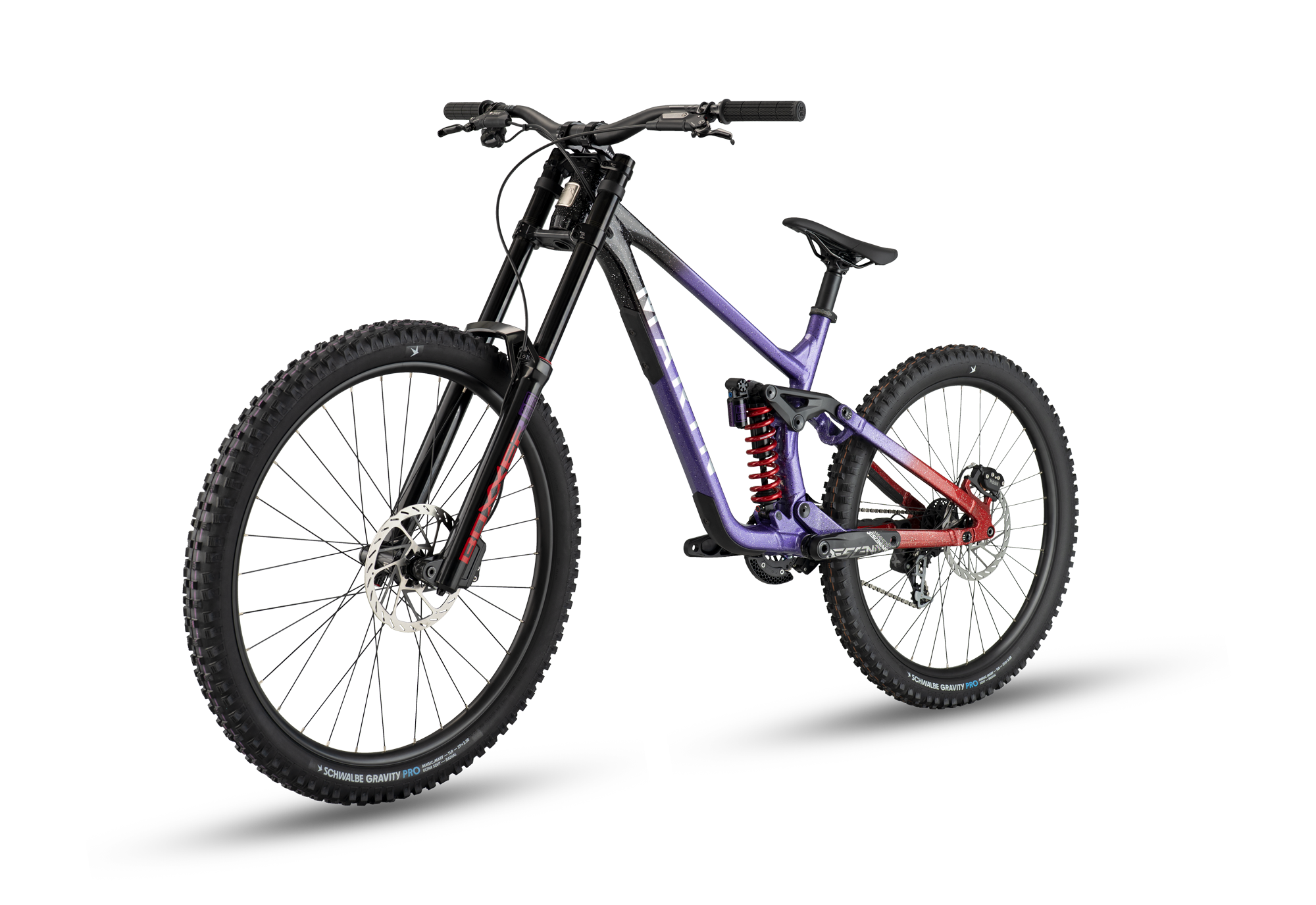 Marin Quake 2027 downhill bike in Purple/Red, drive side