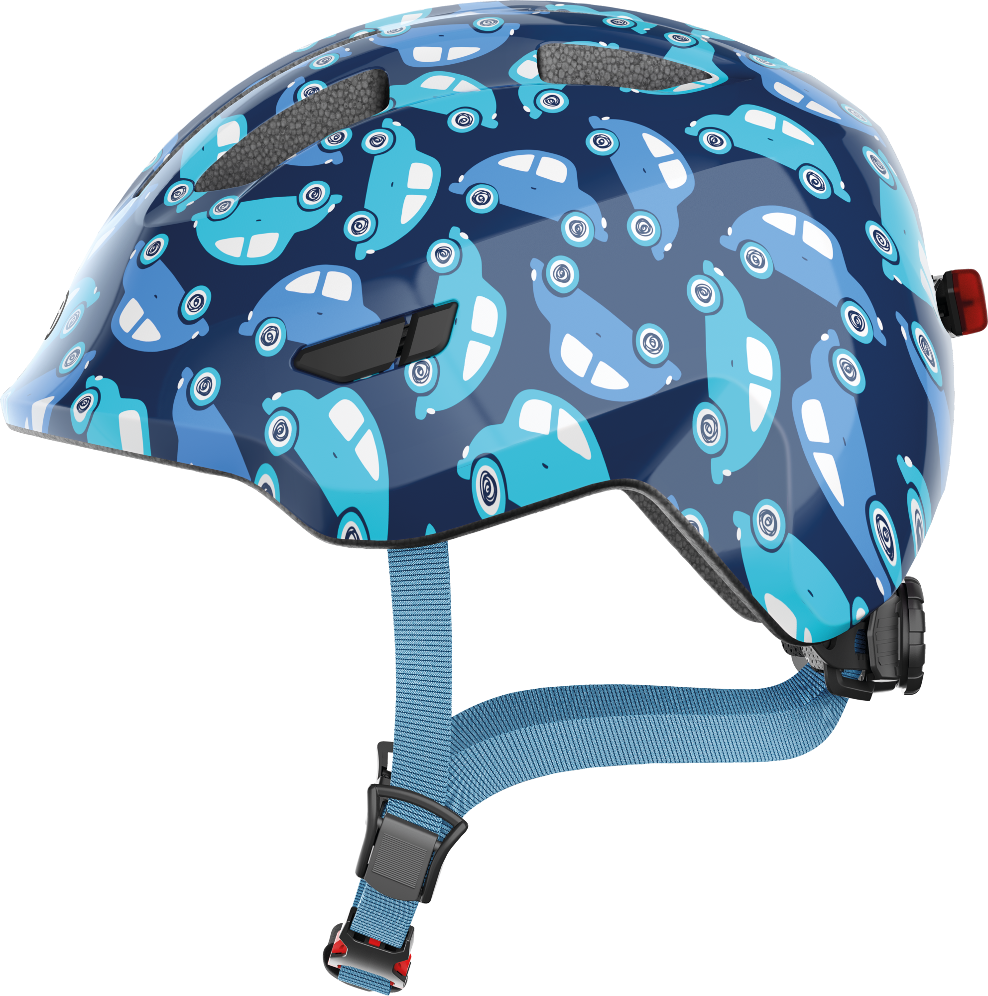 ABUS Smiley 3 LED Kids Helmet Blue Car / M