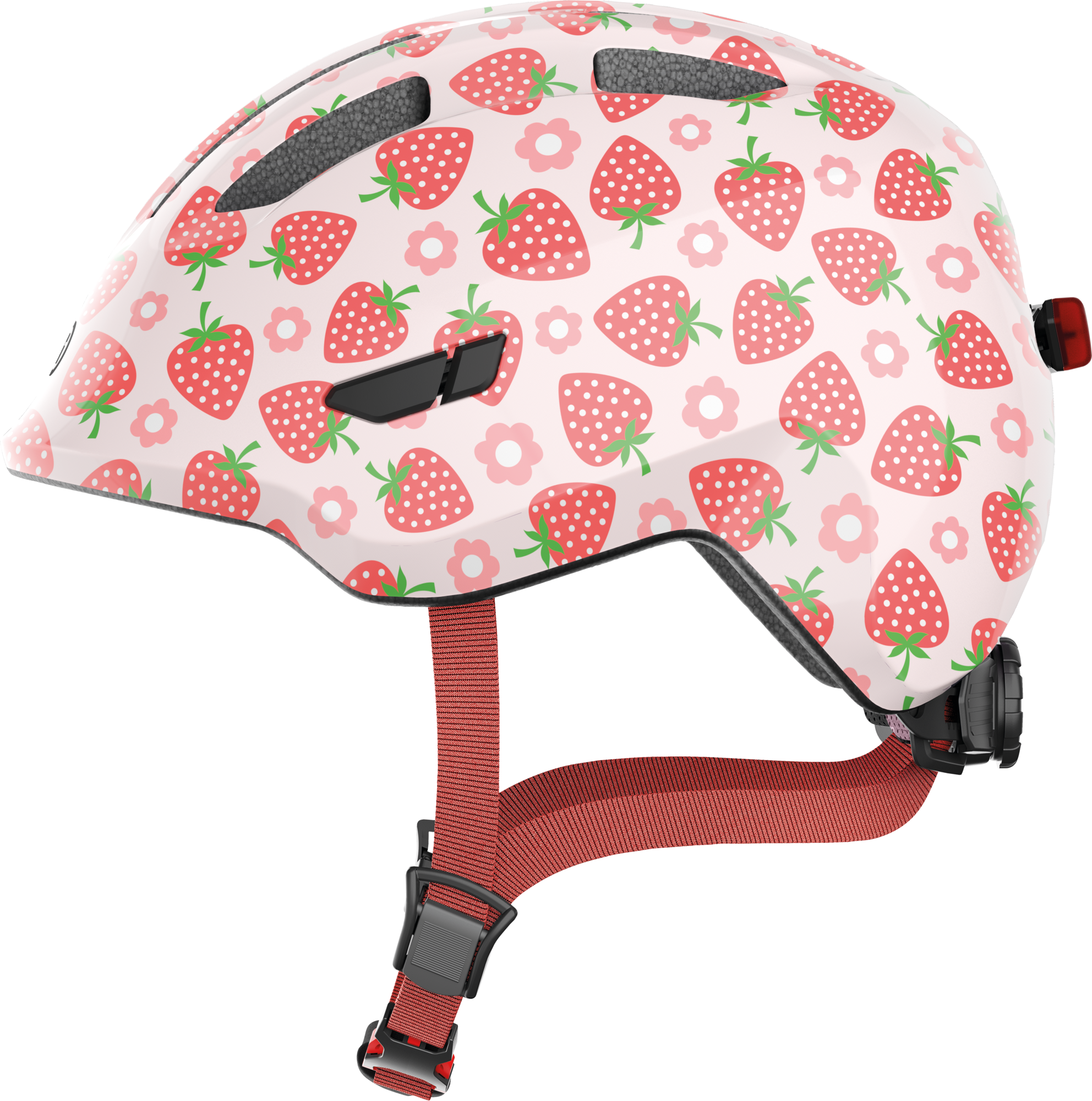 ABUS Smiley 3 LED Kids Helmet Rose Strawberry / M