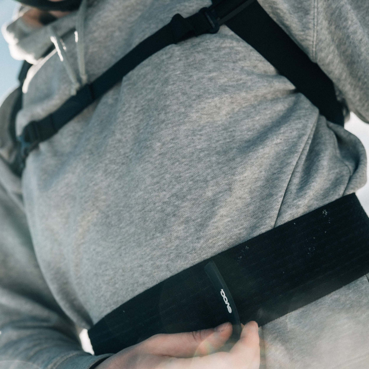 EVOC Torso Protector Back - Black, worn while riding