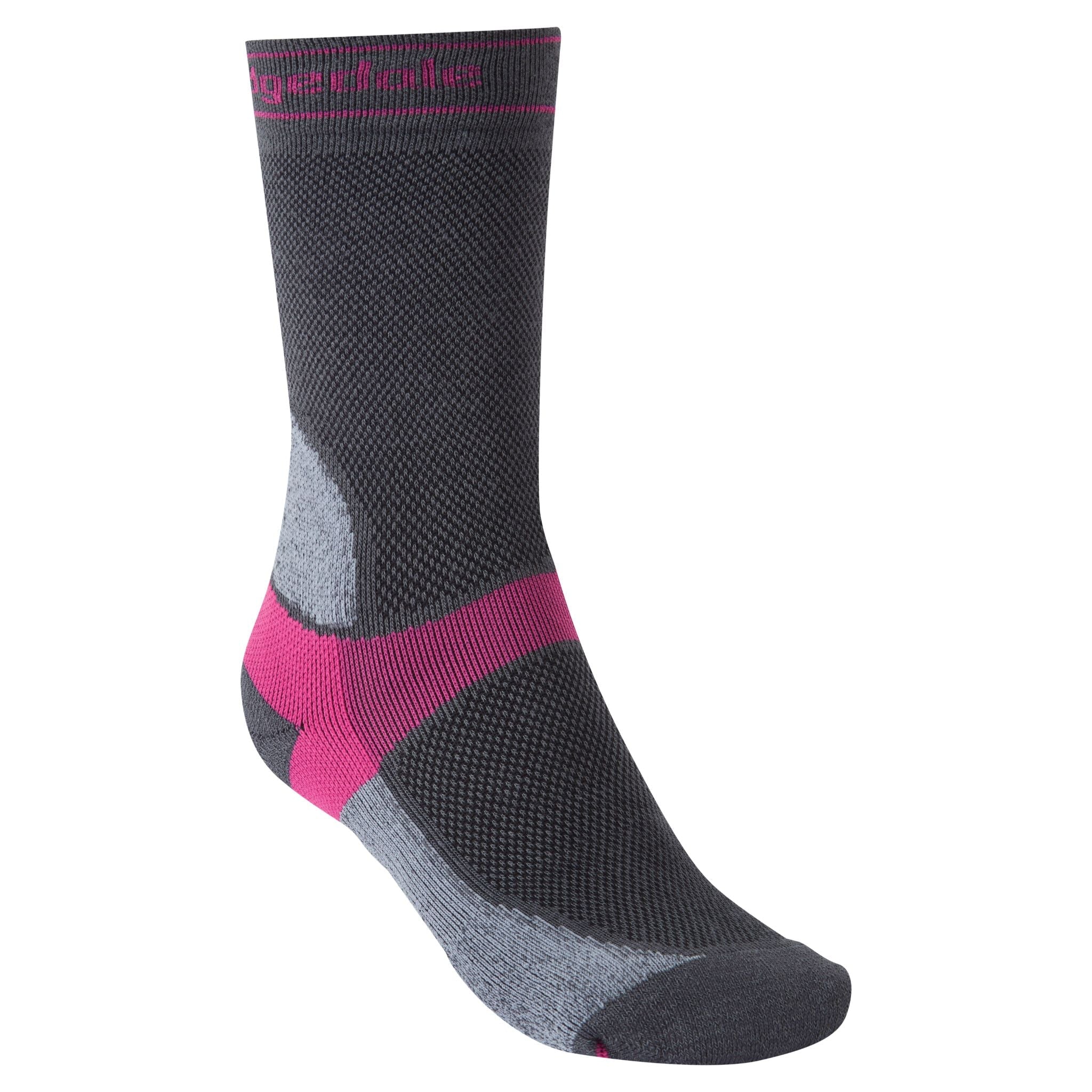 Bridgedale Summer Weight Women's Coolmax MTB Socks Dark Grey/Pink / S: UK 3-4.5