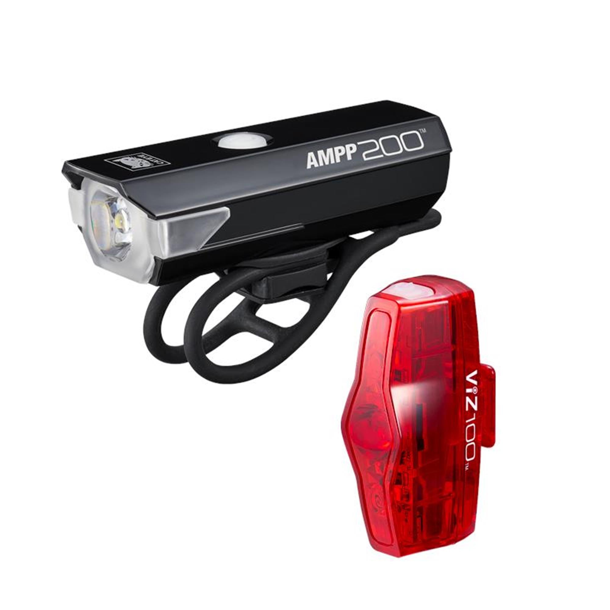 Cateye AMPP 200 / Viz 100 Bike Light Set USB-C Black