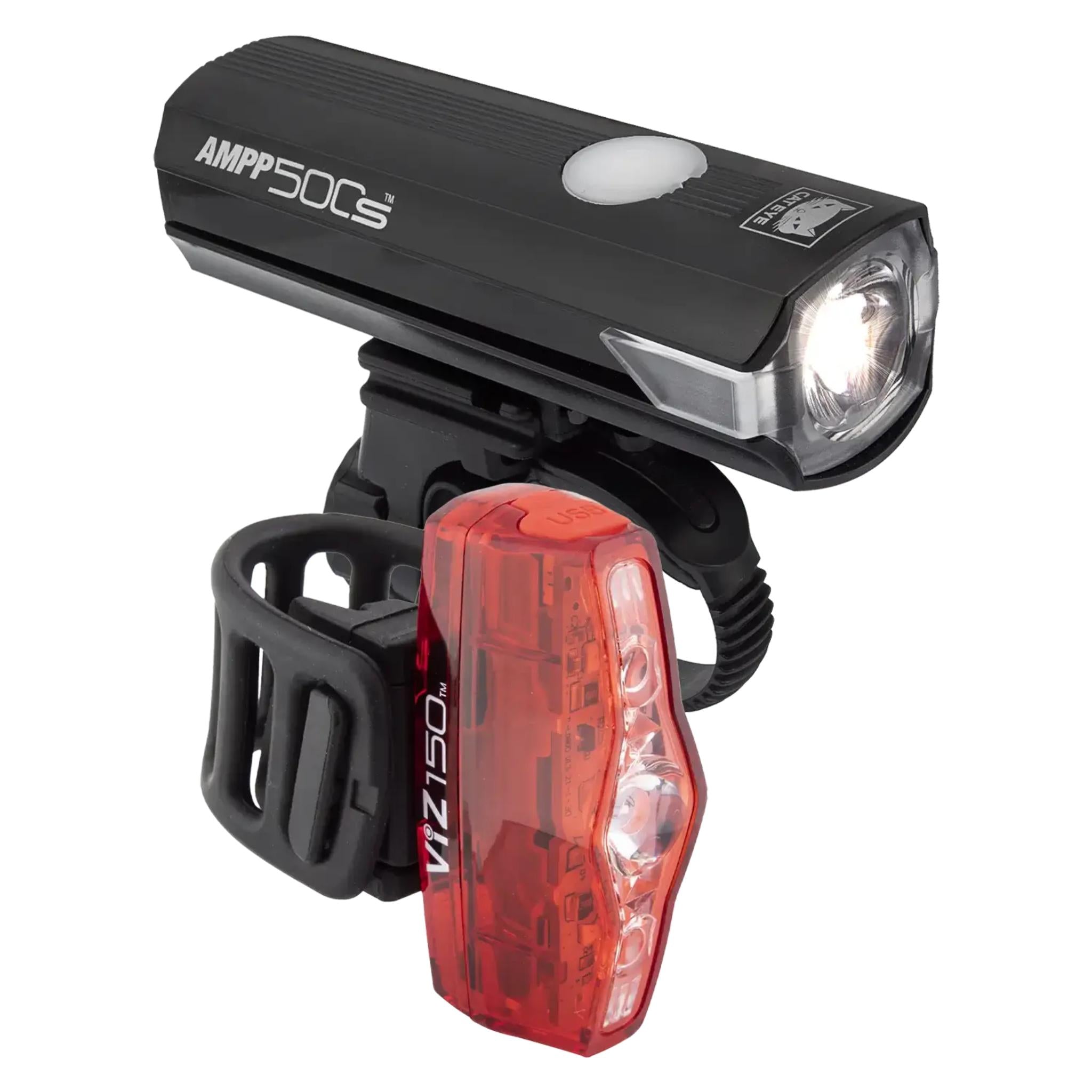 Cateye AMPP 500S / Viz 150 Bike Light Set USB-C Black