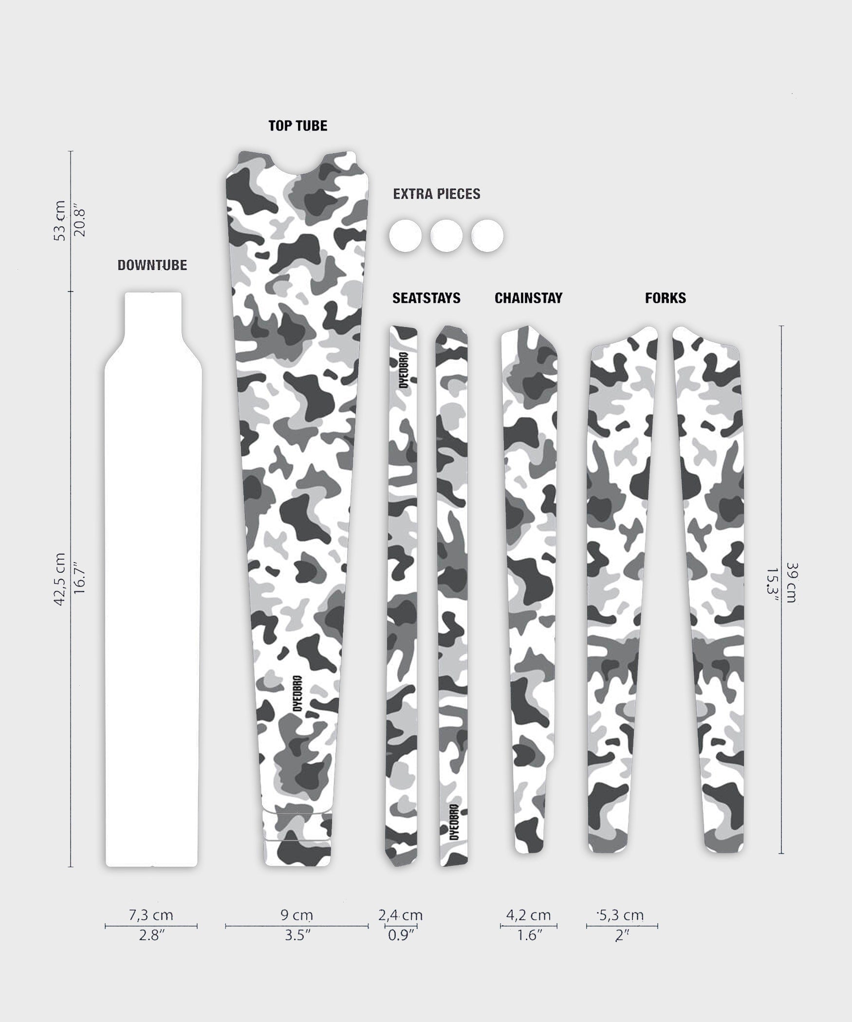 DyedBro Gravel Bike Protection Kit Camo Gravel Black