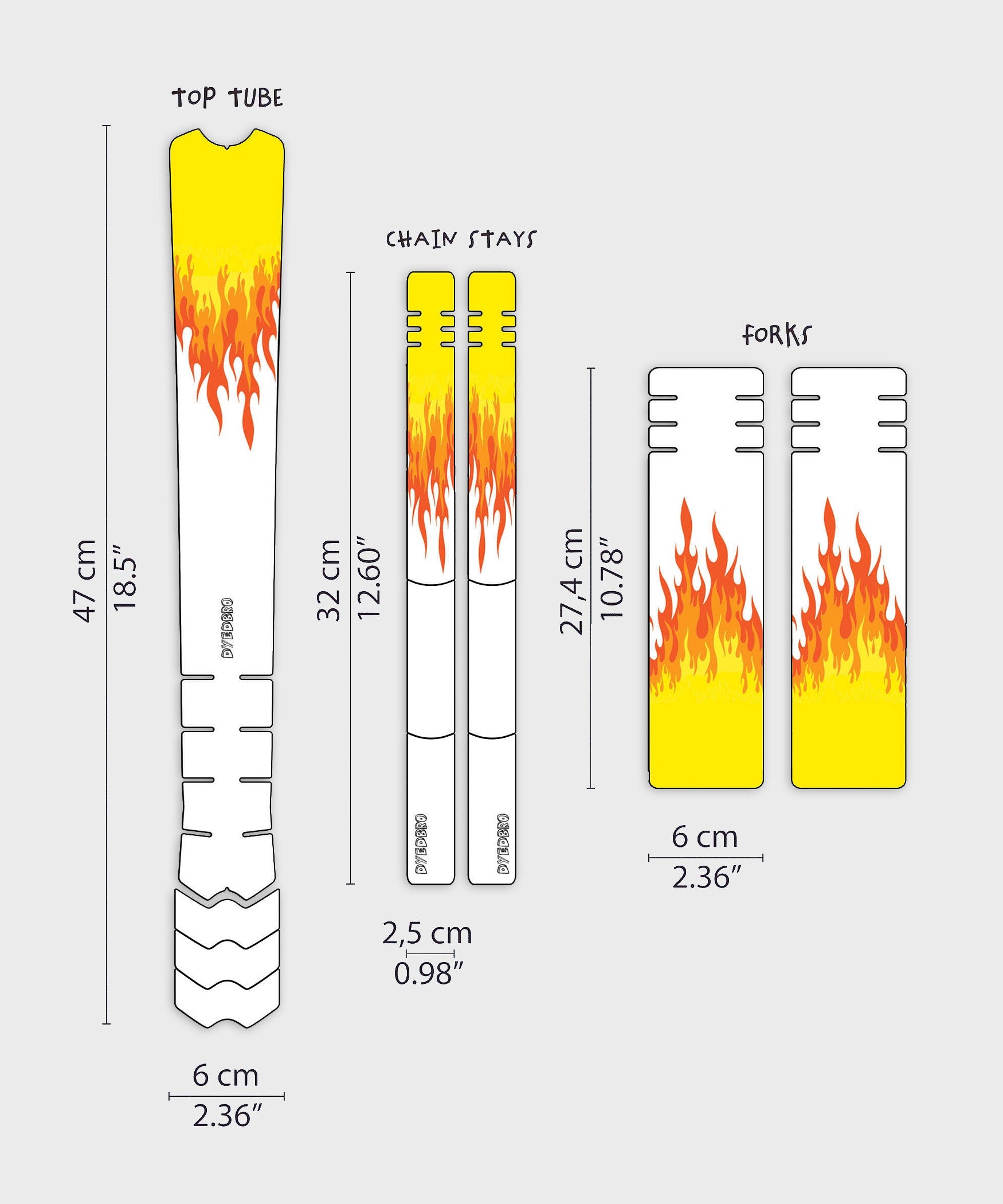 DyedBro Kids Bike Protection Kit Flames Kids