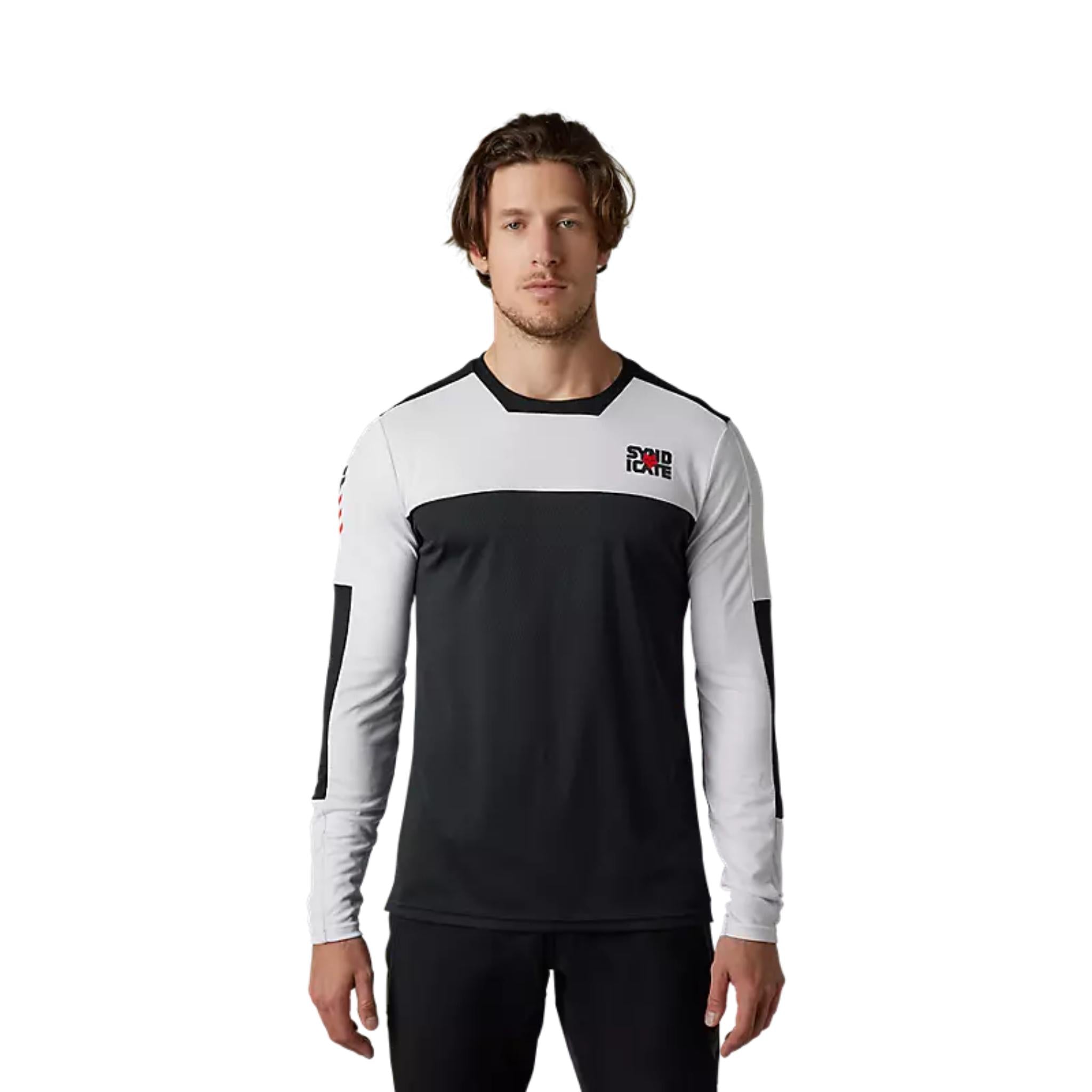 Fox Defend Syndicate Long Sleeve Jersey White/Black / S