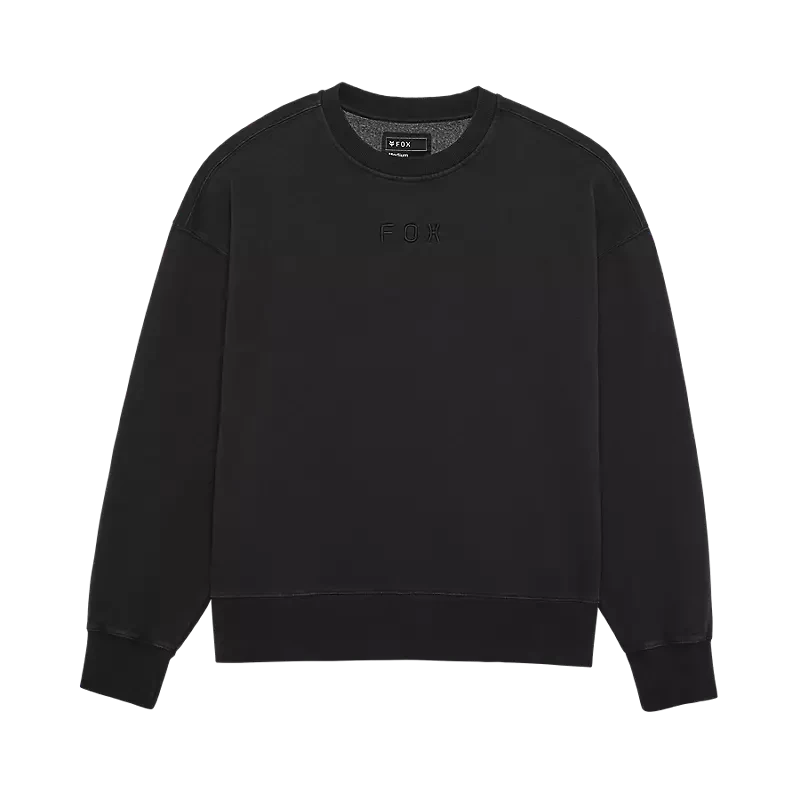 Fox Wordmark Oversized Fleece Crew Black / S