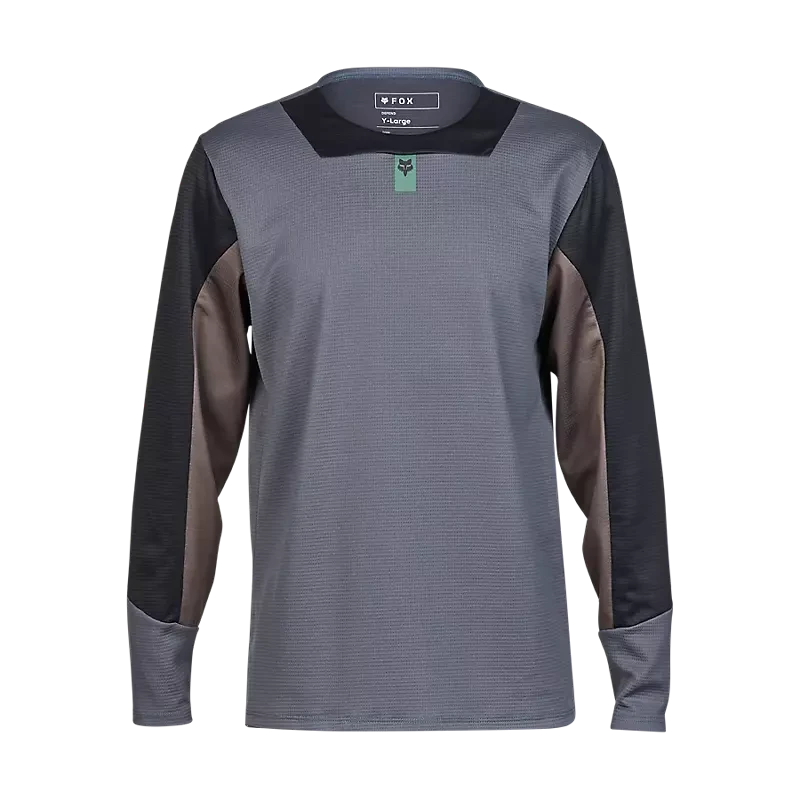 Fox Youth Defend Long Sleeve Jersey Graphite / YS