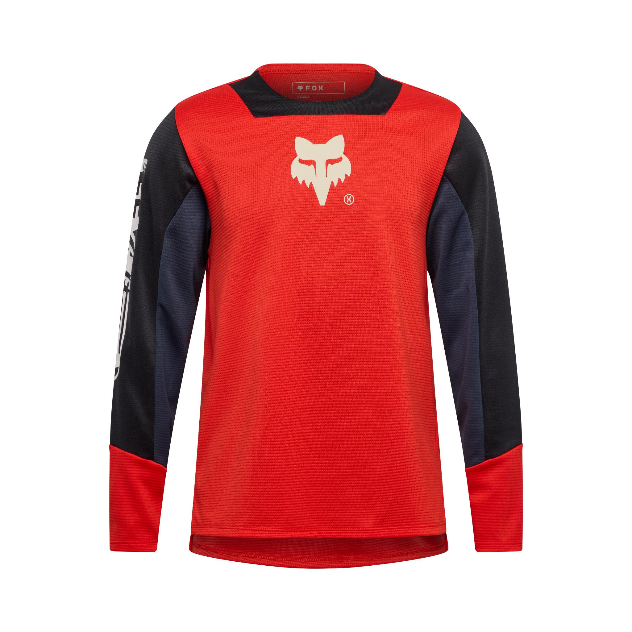 Fox Youth Defend LS Jersey Elevated Fluorescent Red / YS