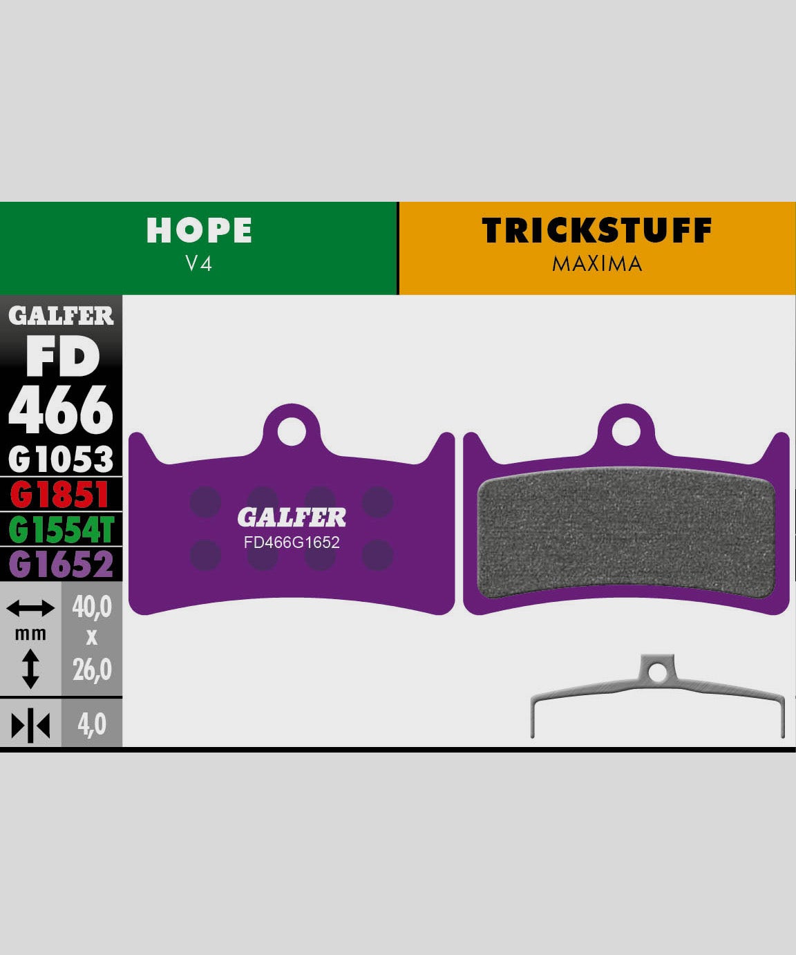 Galfer E-Bike Disc Brake Pads Hope - V4 | Trickstuff - Maxima