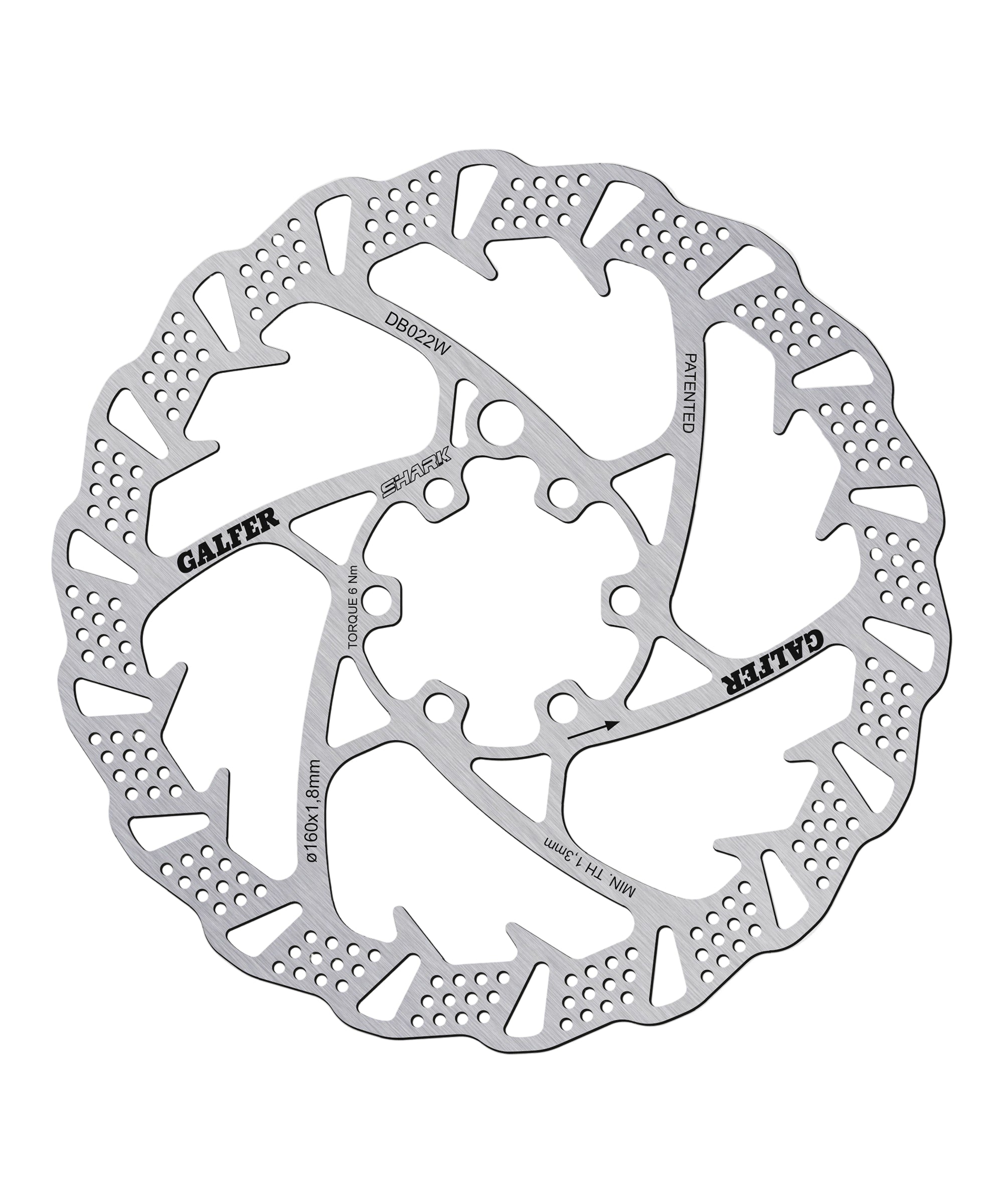 Galfer Shark Disc Brake Rotor 6-Bolt 160 x 1.80mm