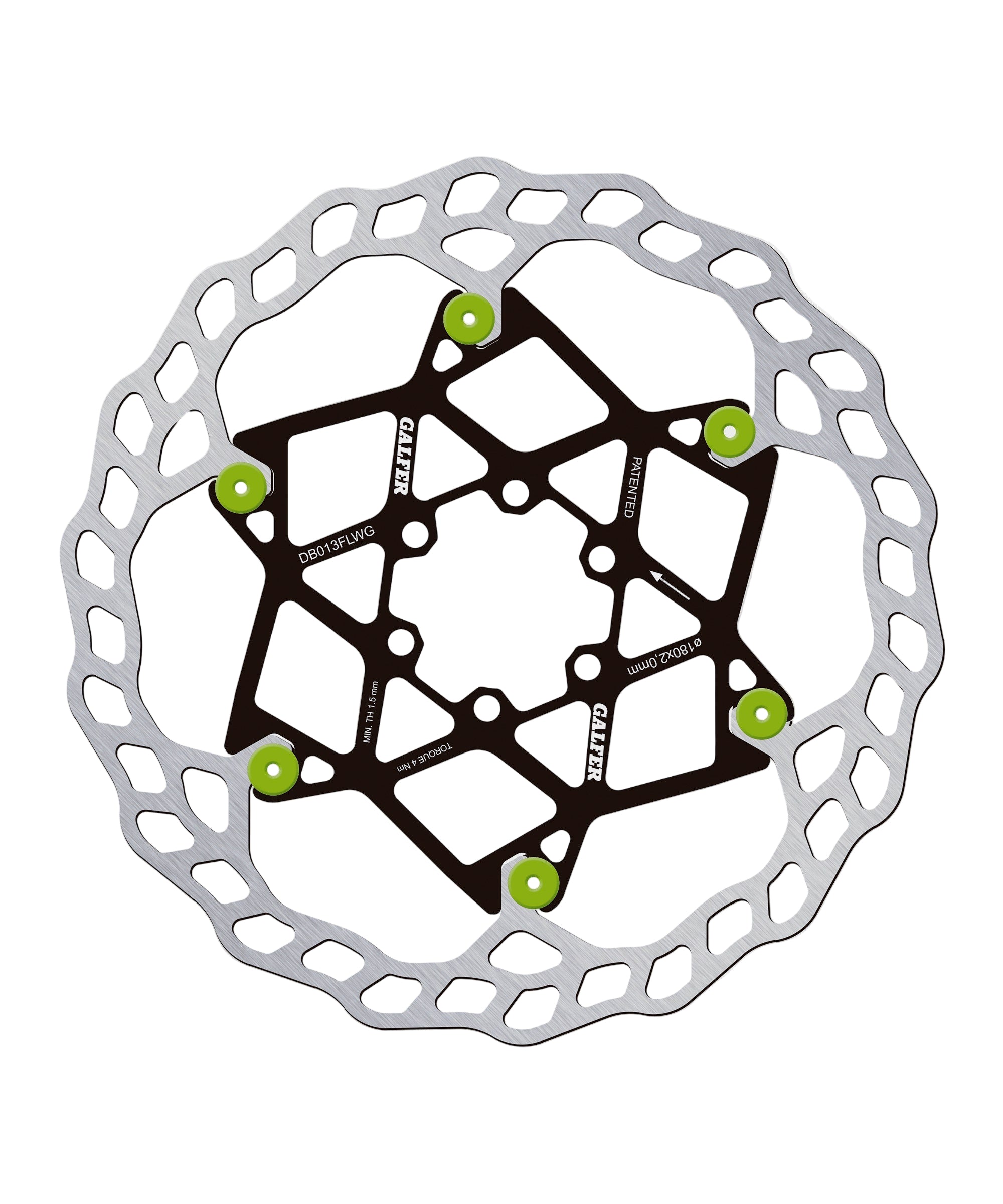 Galfer Wave Floating Disc Brake Rotor 6-Bolt Green / 180 x 2.00mm