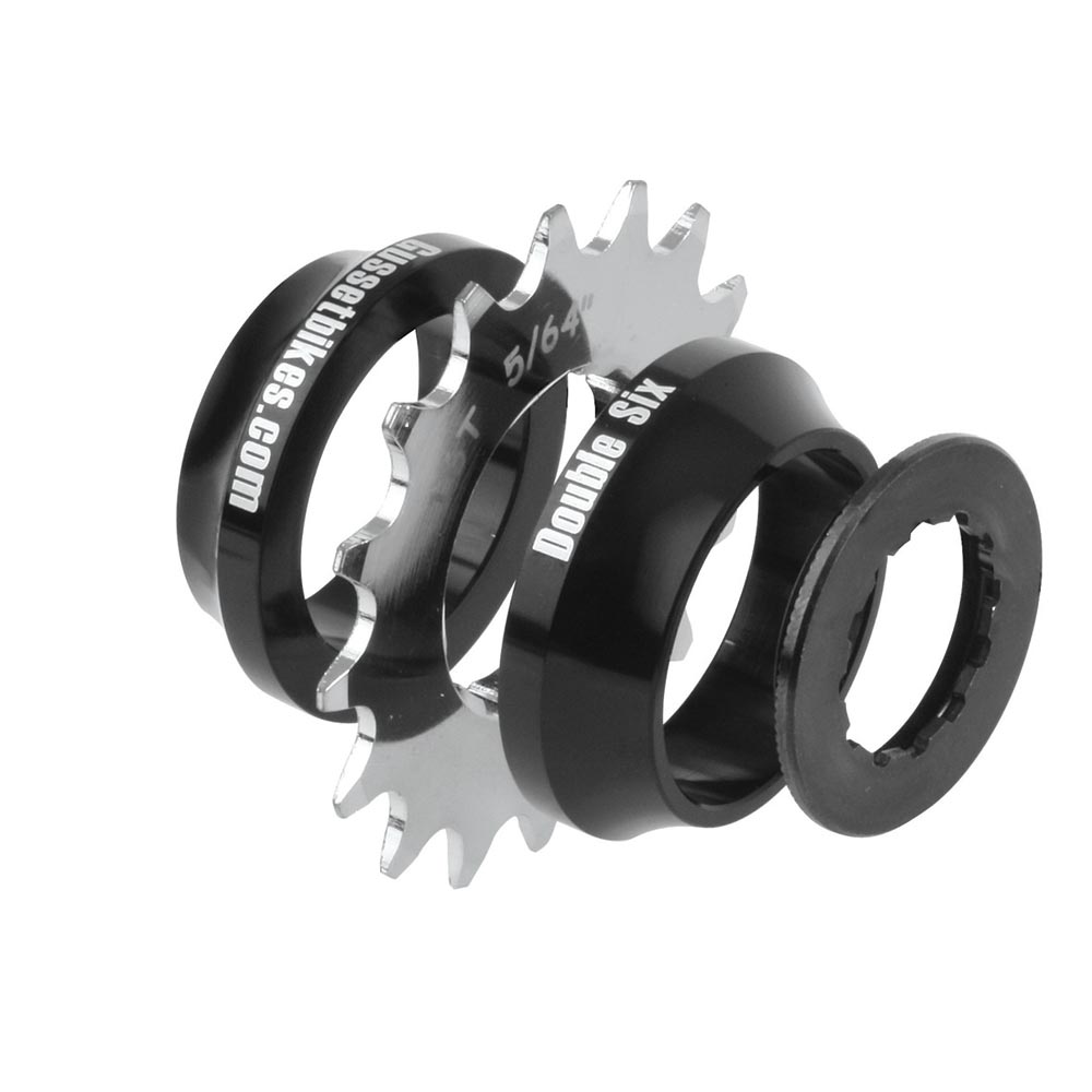 Gusset Double Six Single Speed Converter Black / 16T