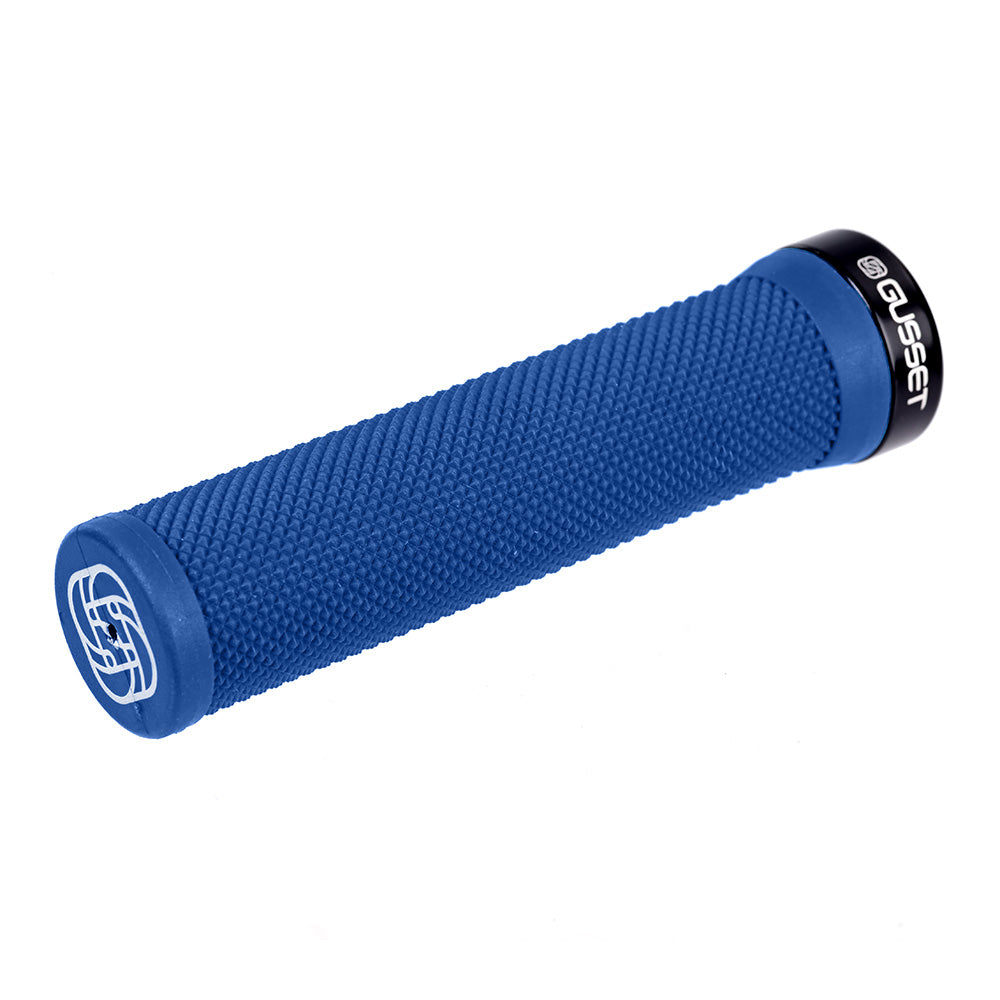 Gusset Single File Lock-On Grips Blue / 133mm