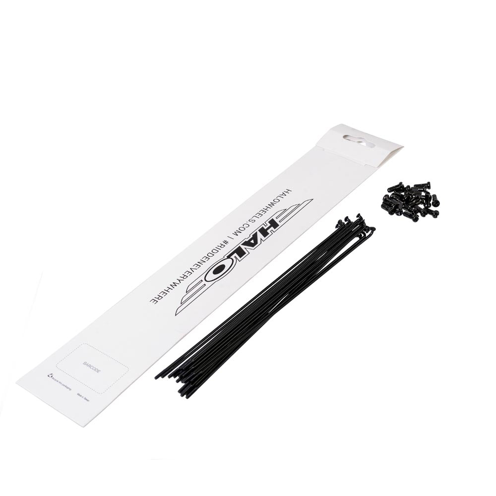 Halo Black Double Butted Spokes 20 Pack Black / 168mm
