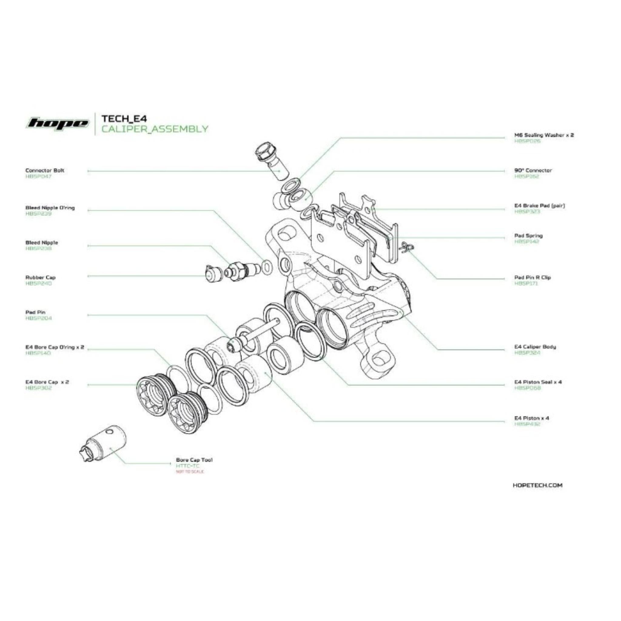 Hope 16mm Stainless Hybrid Piston Phenolic Insert Black