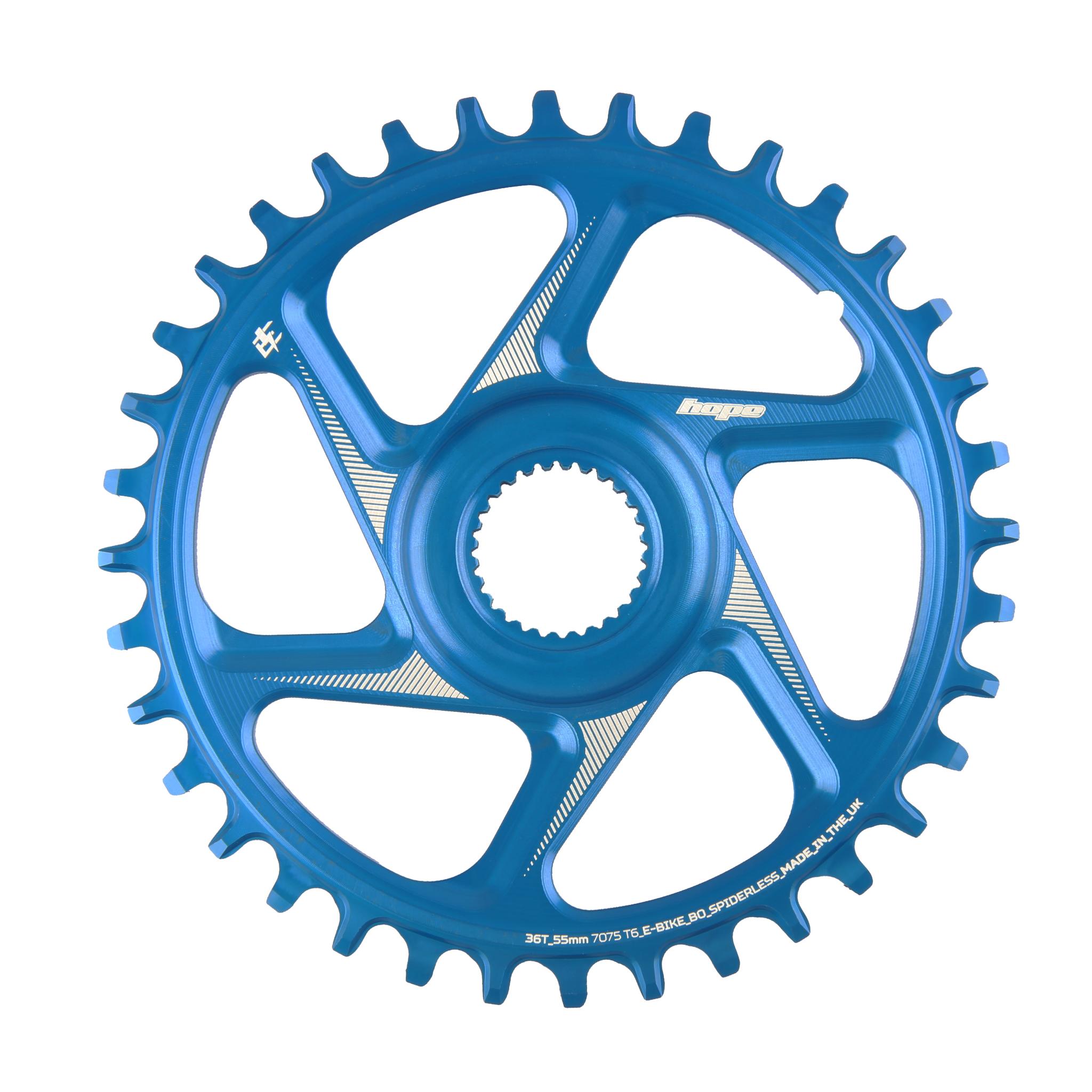 Hope R22 E-Bike Spiderless Retainer Ring - Bosch Gen 4 (55mm Wide) 34T / Blue