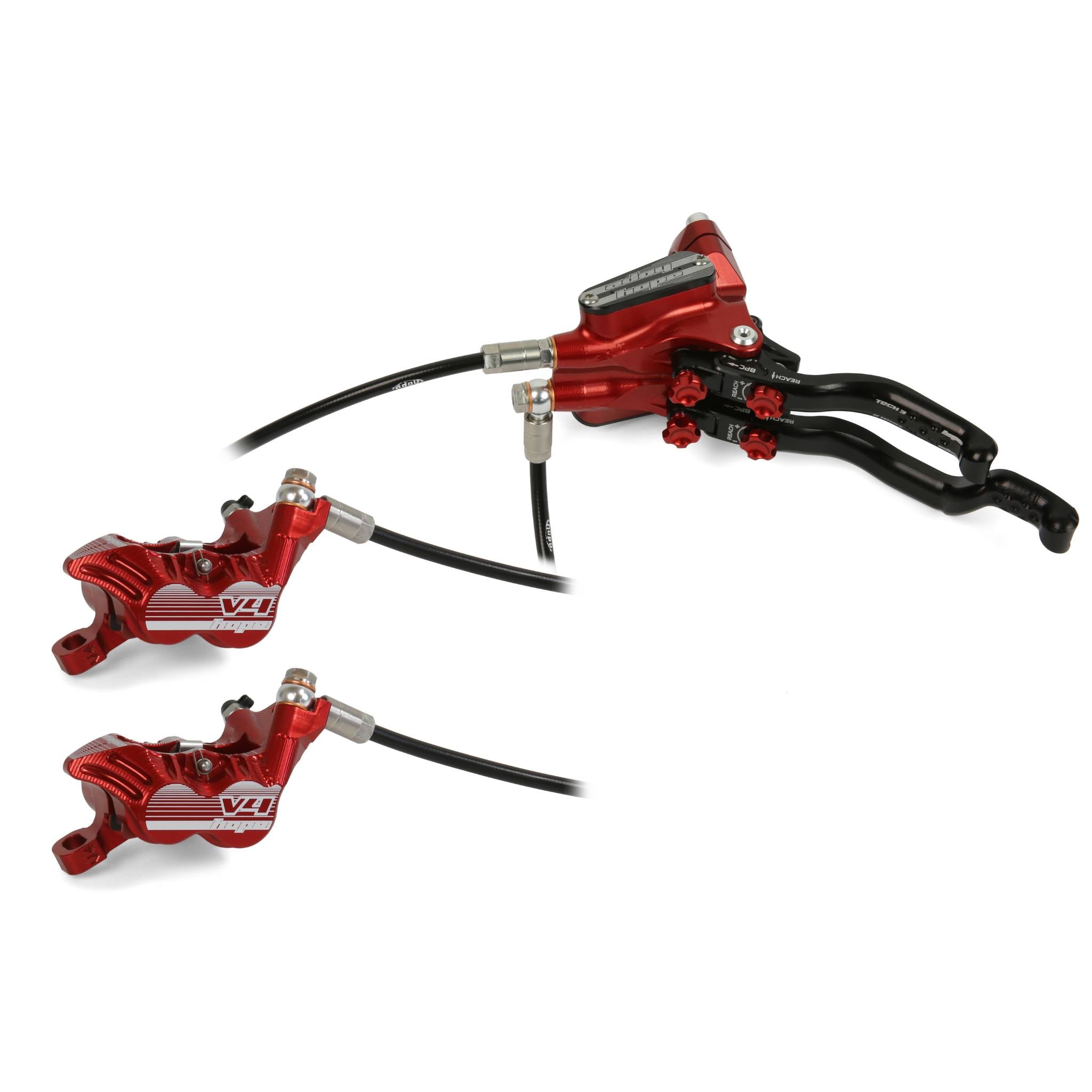 Hope Tech 3 V4 Duo Disc Brake Red / Left Hand