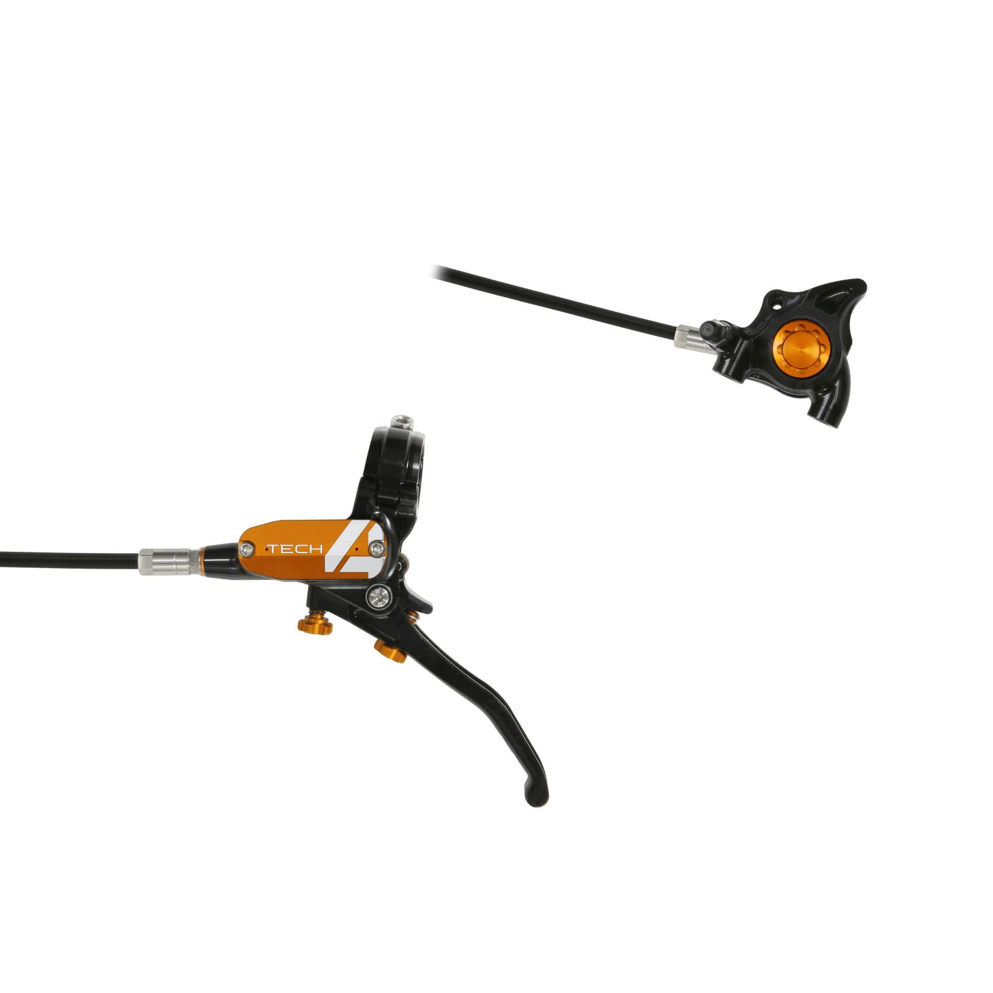 Hope Tech 4 X2 Flatmount Disc Brake Black/Orange / Left Hand