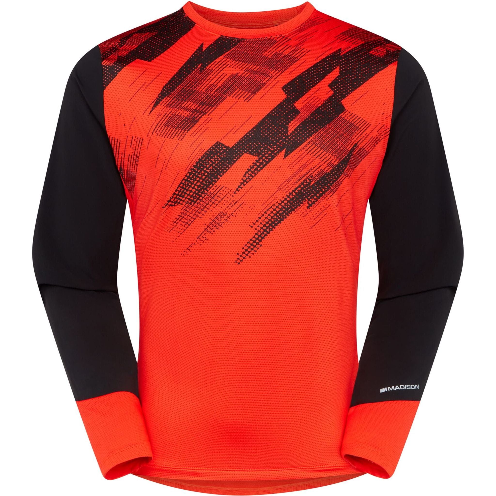 Madison Flux Men's Long Sleeve Trail MTB Jersey Magma Red / Black / Large