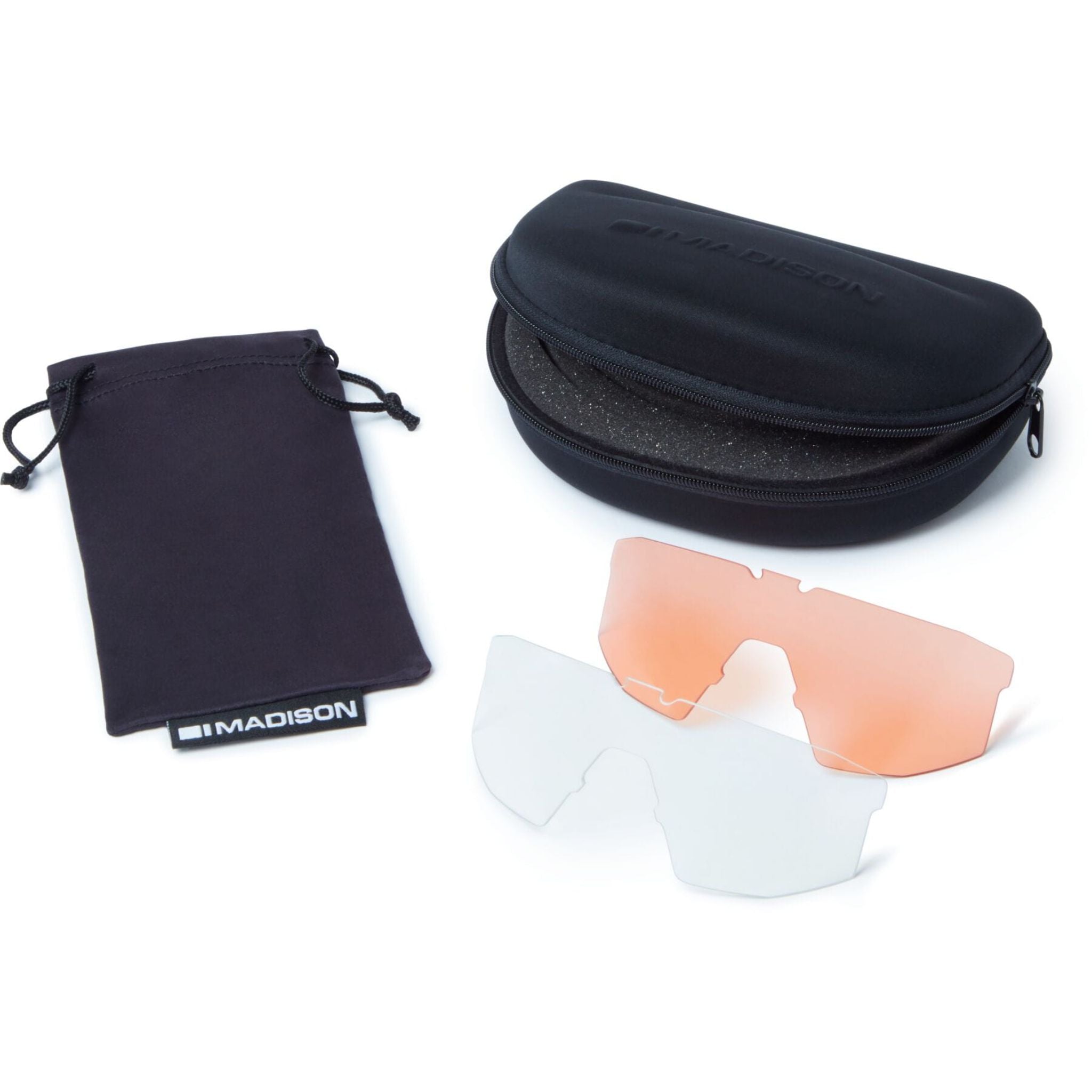 Madison Stealth II Glasses - 3 pack - gloss black / pink rose mirror / amb / clr lens Gloss Black / One size / Pink Orange Mirror Amber Clear