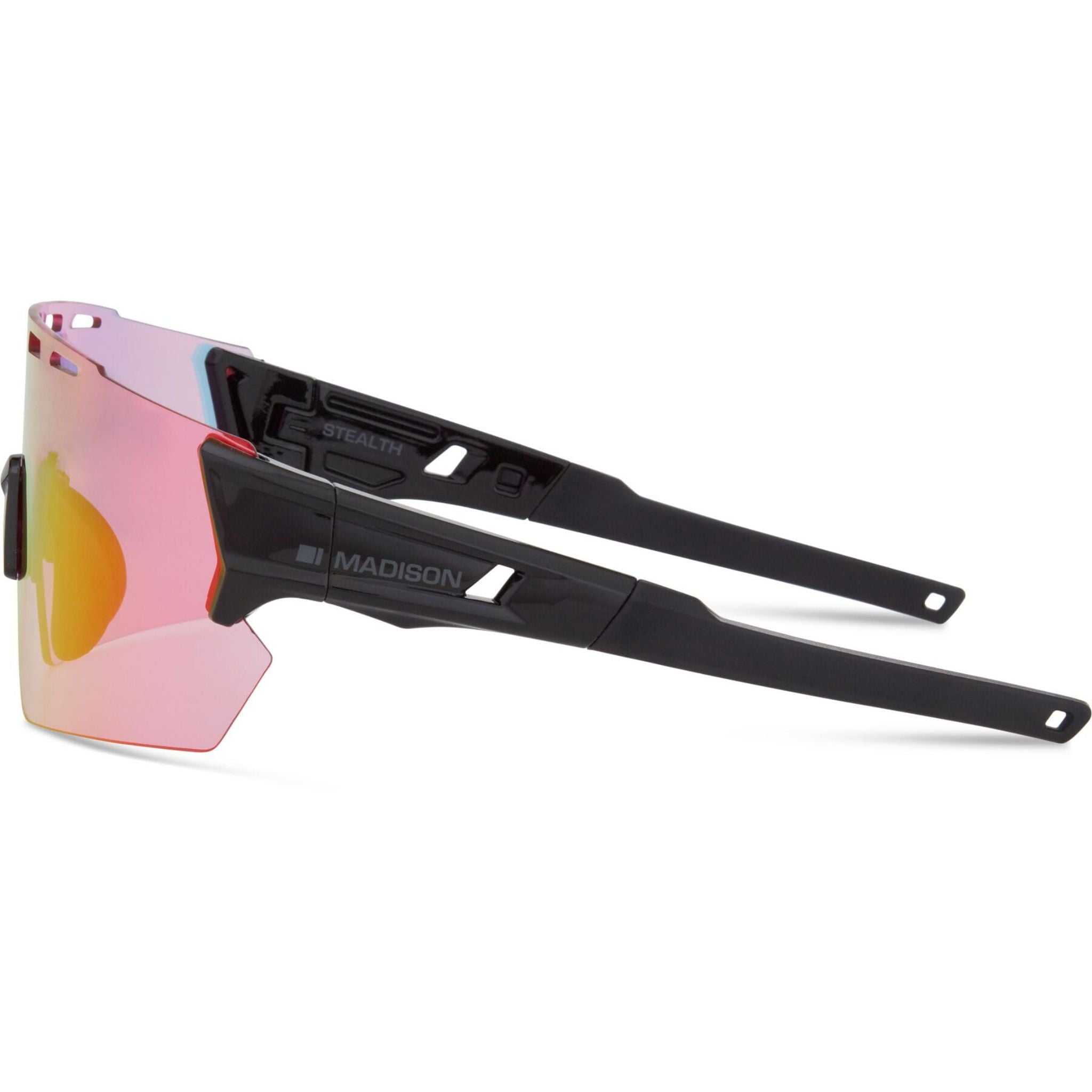 Madison Stealth II Glasses - 3 pack - gloss black / pink rose mirror / amb / clr lens Gloss Black / One size / Pink Orange Mirror Amber Clear