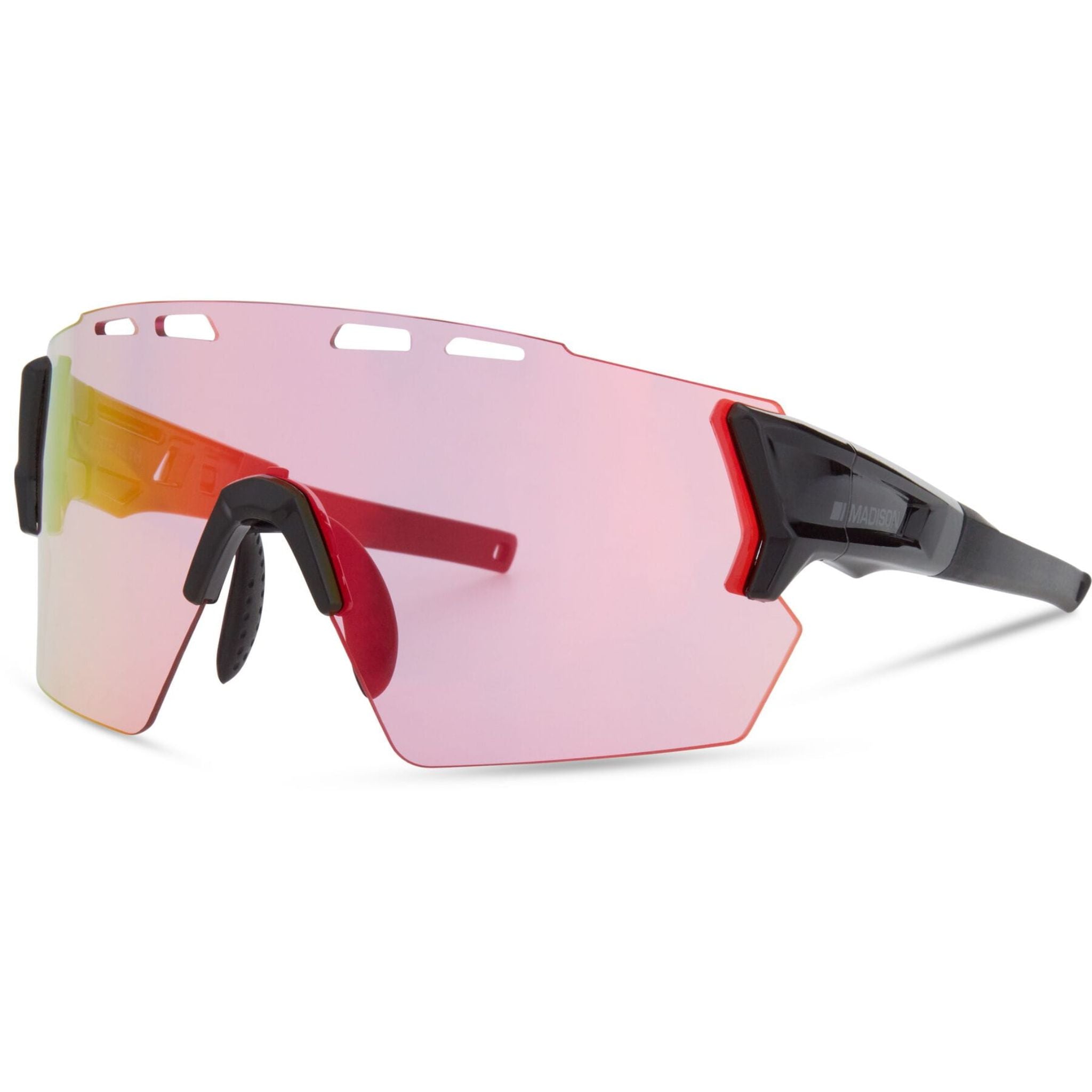 Madison Stealth II Glasses - 3 pack - gloss black / pink rose mirror / amb / clr lens Gloss Black / One size / Pink Orange Mirror Amber Clear