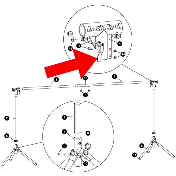 Park Tool 929-ES - Top Tube Quick Release Assembly for ES-1 and ES-2 Black / One size