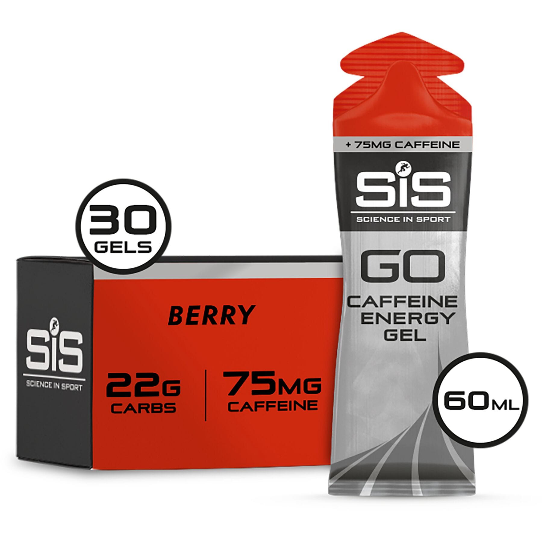 Science in Sport GO Energy+ Caffeine Gel (30 box) Berry / Box of 30