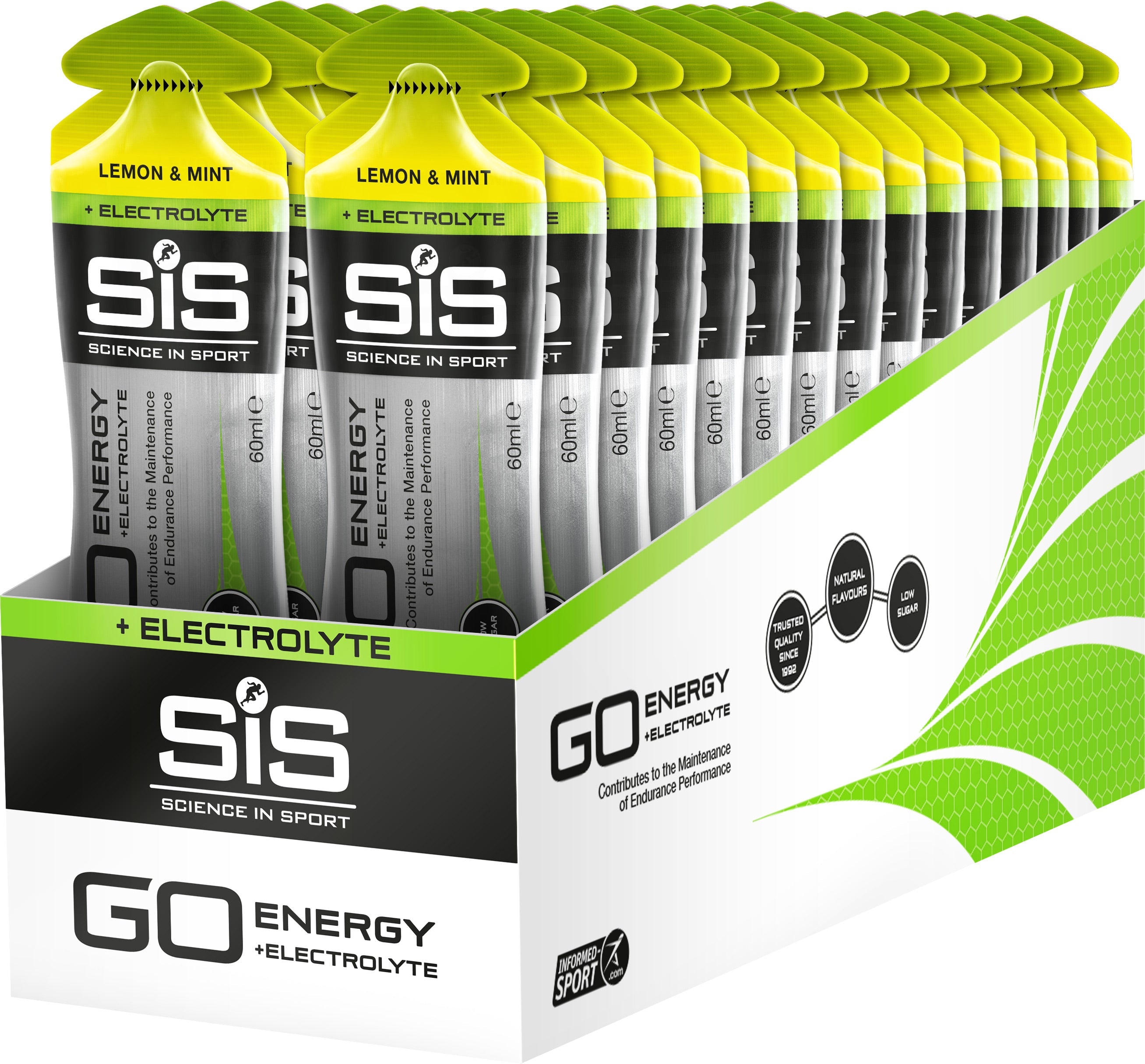 Science in Sport GO Energy+ Electrolyte Gel (30 Box) Lemon / Mint / Box of 30