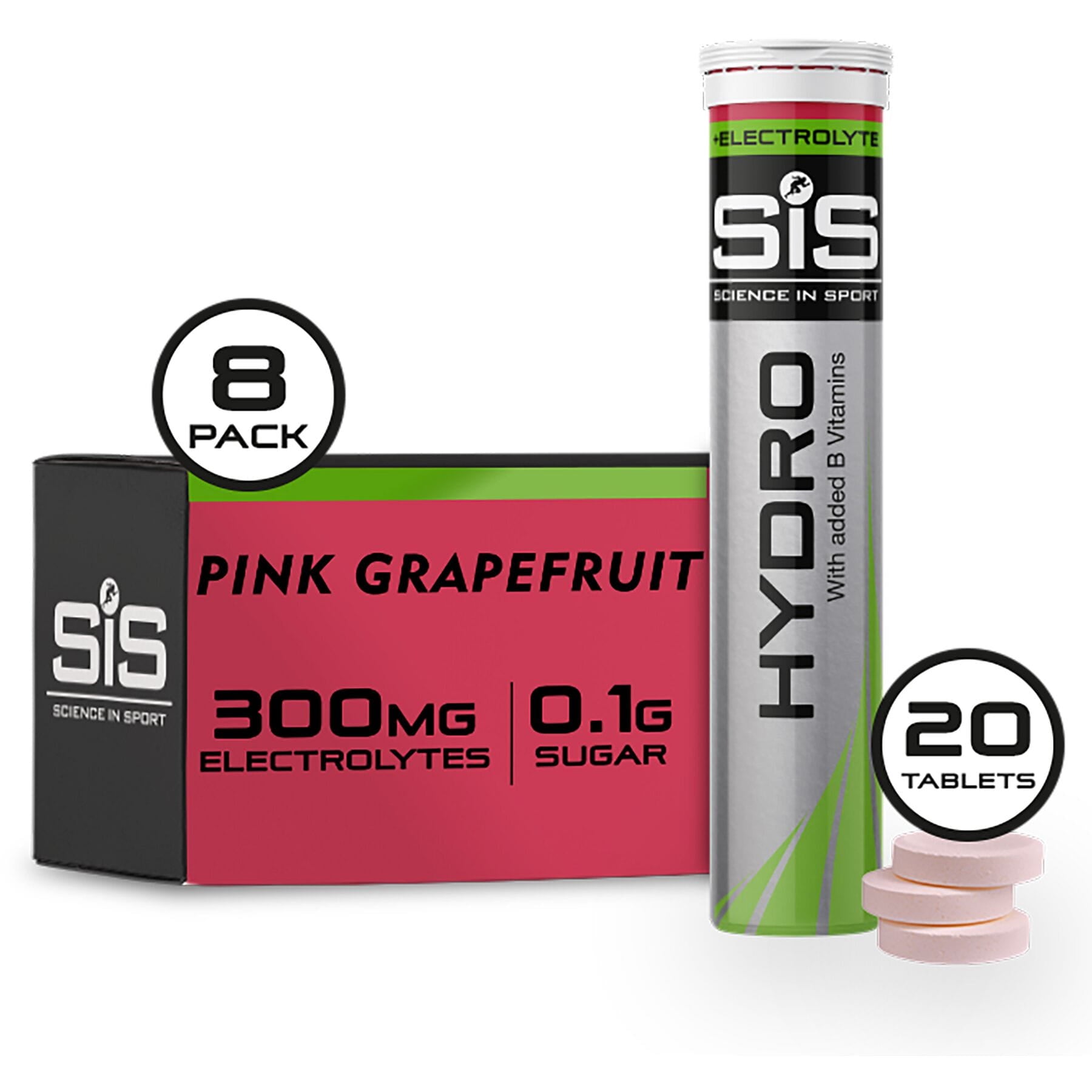 Science in Sport GO Hydro Tablets (Pack of 8 Tubes) Pink Grapefruit / Pack of 8