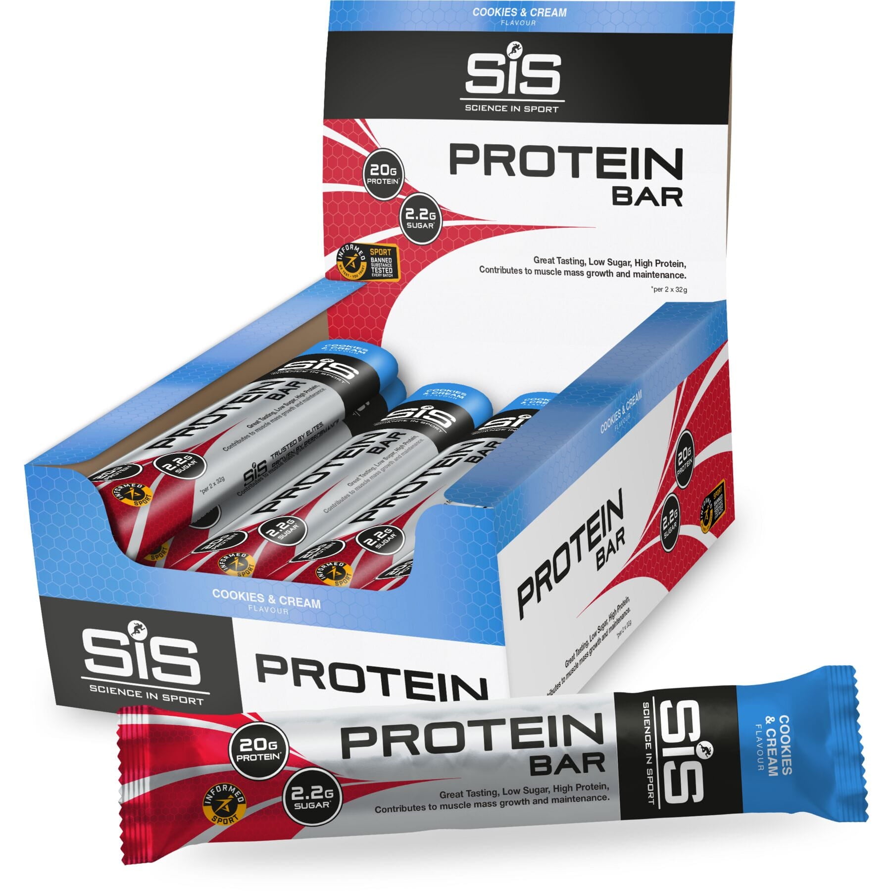 Science in Sport Protein Bar (12 Box) Cookies and Cream / Box of 12
