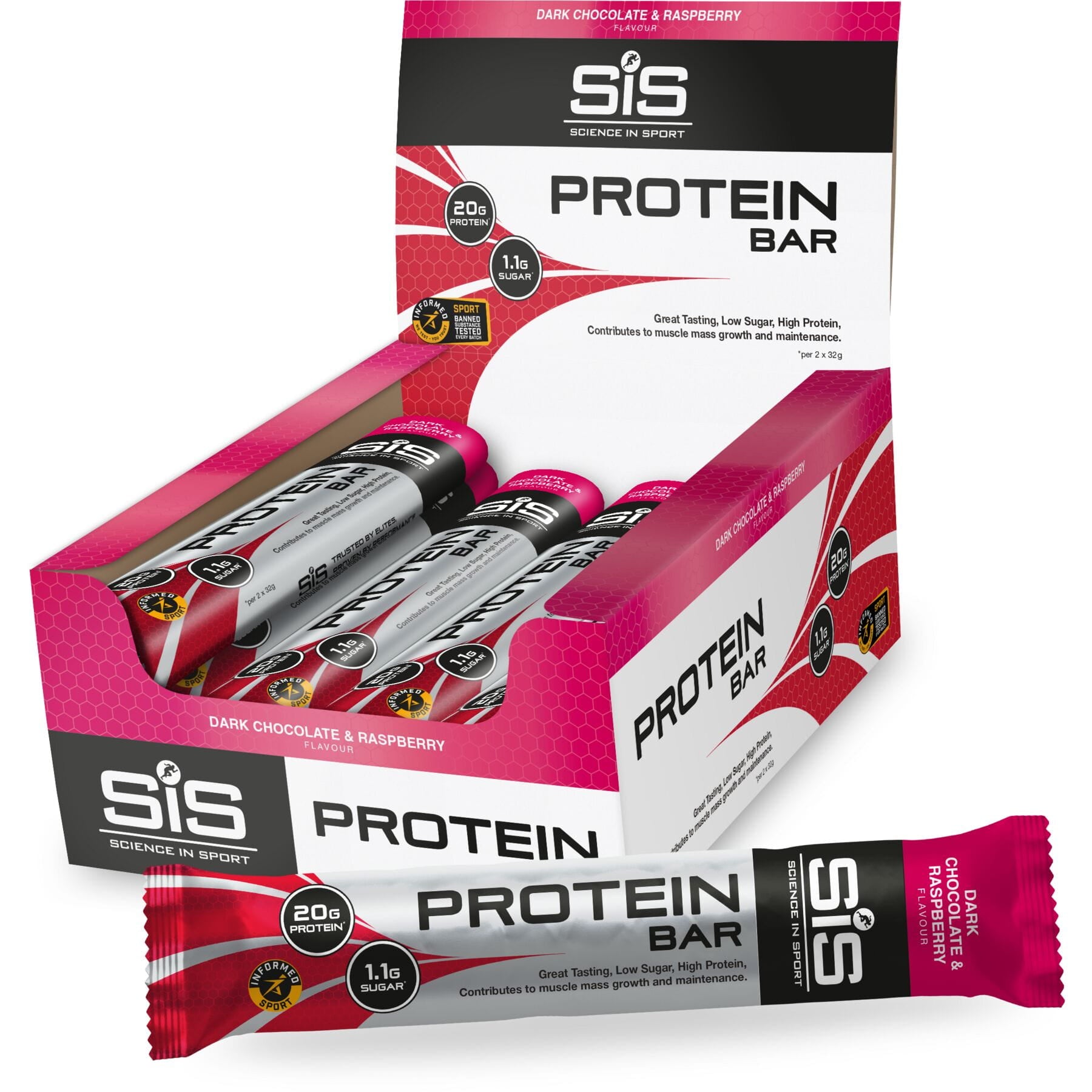 Science in Sport Protein Bar (12 Box) Dark Chocolate and Raspberry / Box of 12