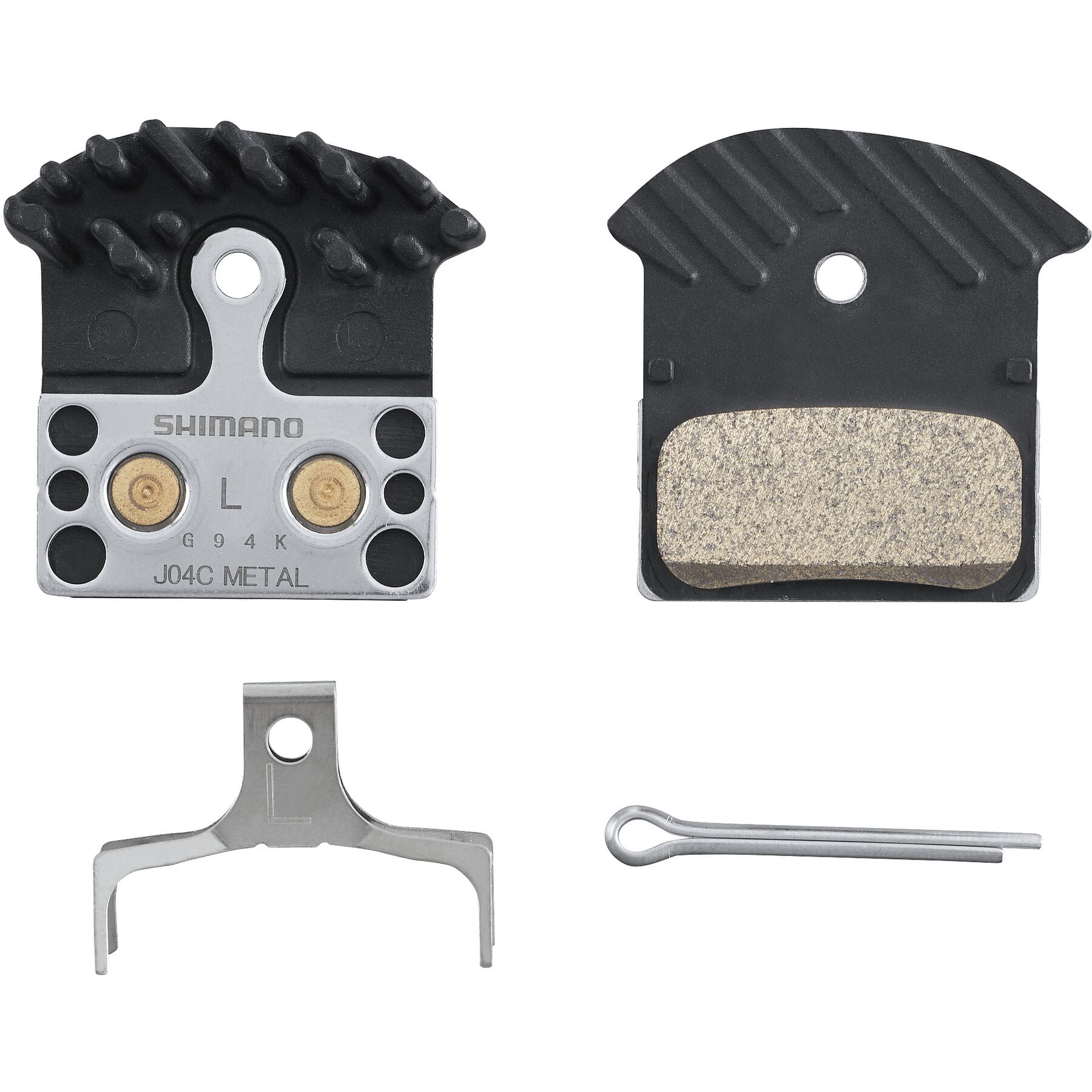 Shimano J04C Sintered Disc Brake Pads with Cooling Fins Black/Silver