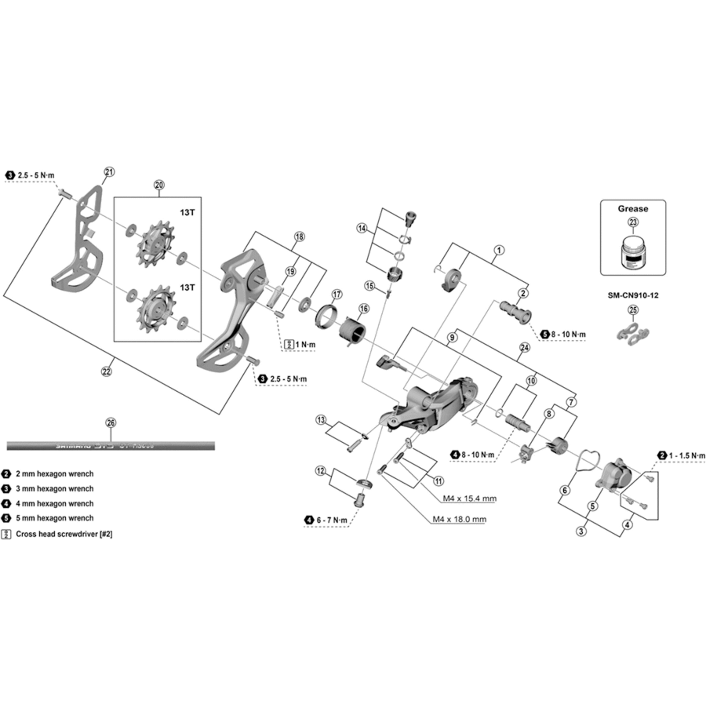 Shimano RD-M9100 switch lever unit and fixing plate
