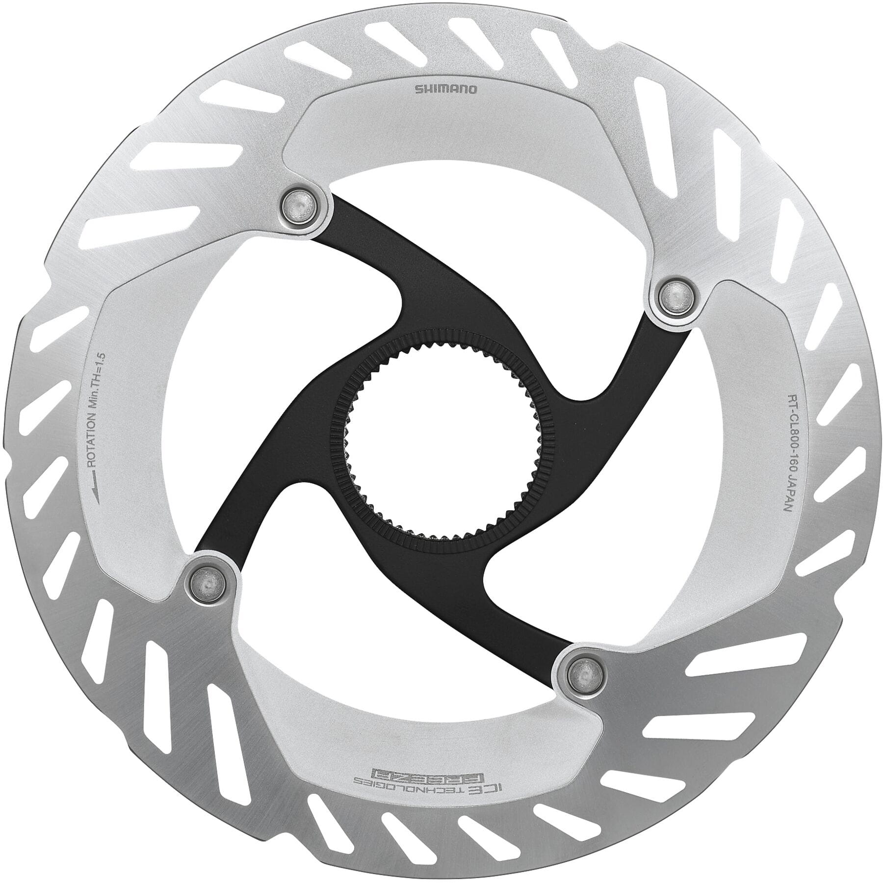 Shimano Ultegra/XT RT-CL800 Ice Tech FREEZA Centre Lock Disc Brake Rotor External Lockring Silver / Black / 160mm