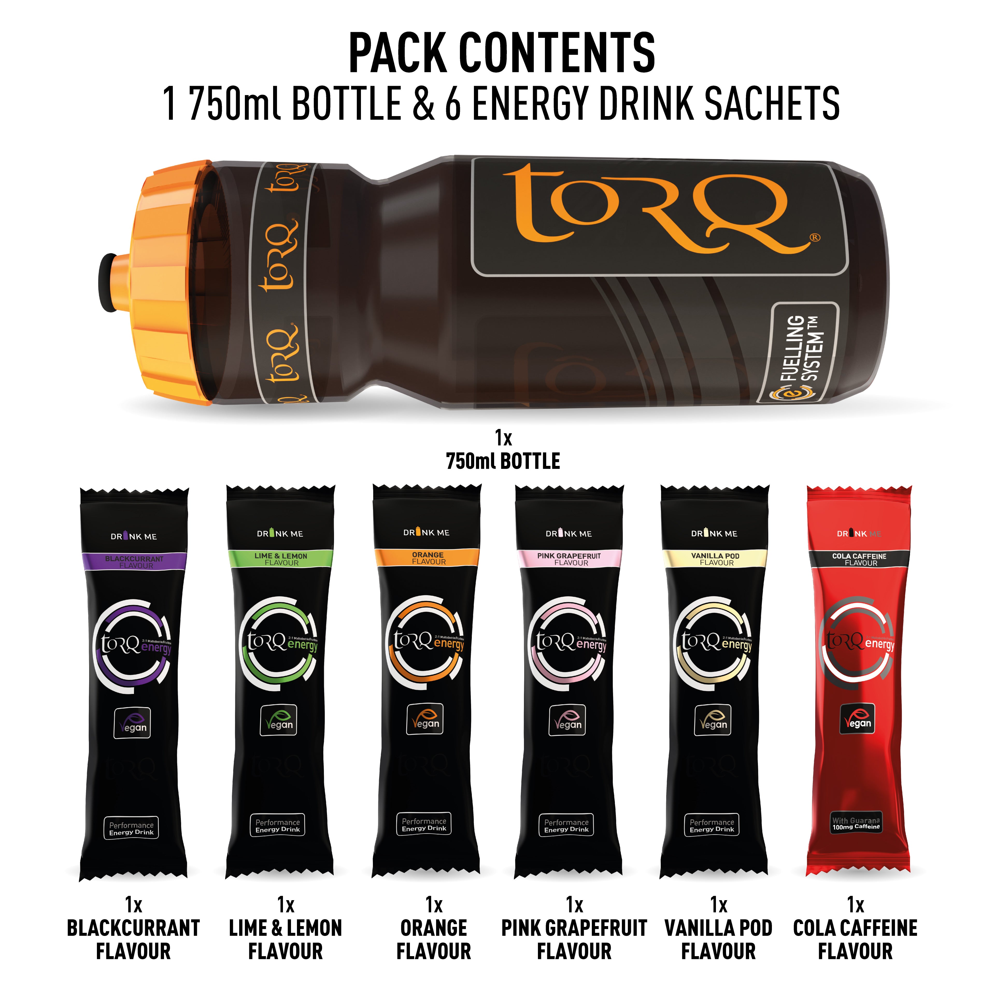 TORQ Energy 750ml Bottle Sample Pack - 6 Drinks 750ml Bottle / x6 Drinks