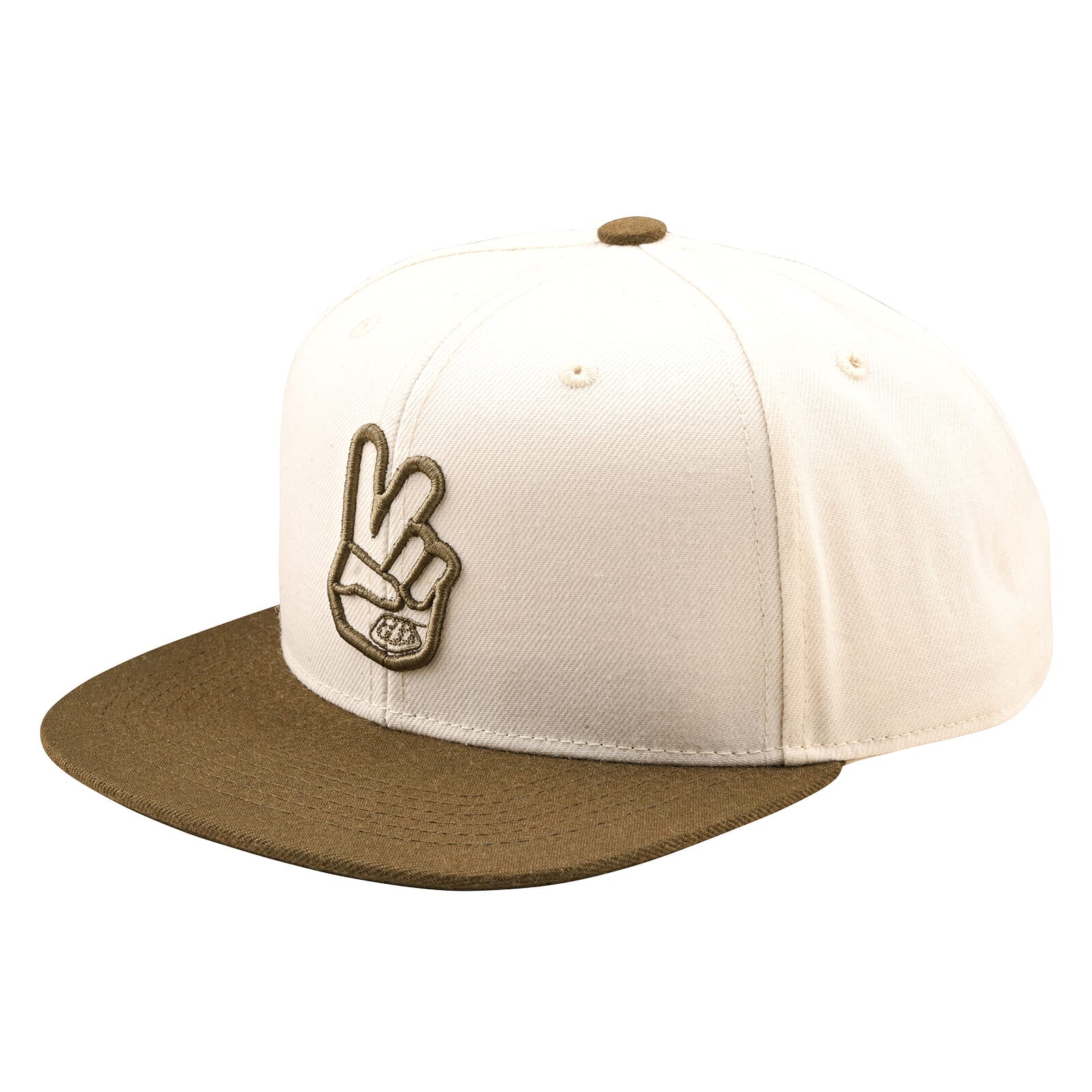 Troy Lee Designs Peace Flat Bill Snapback Cap Vintage White/Olive / One Size