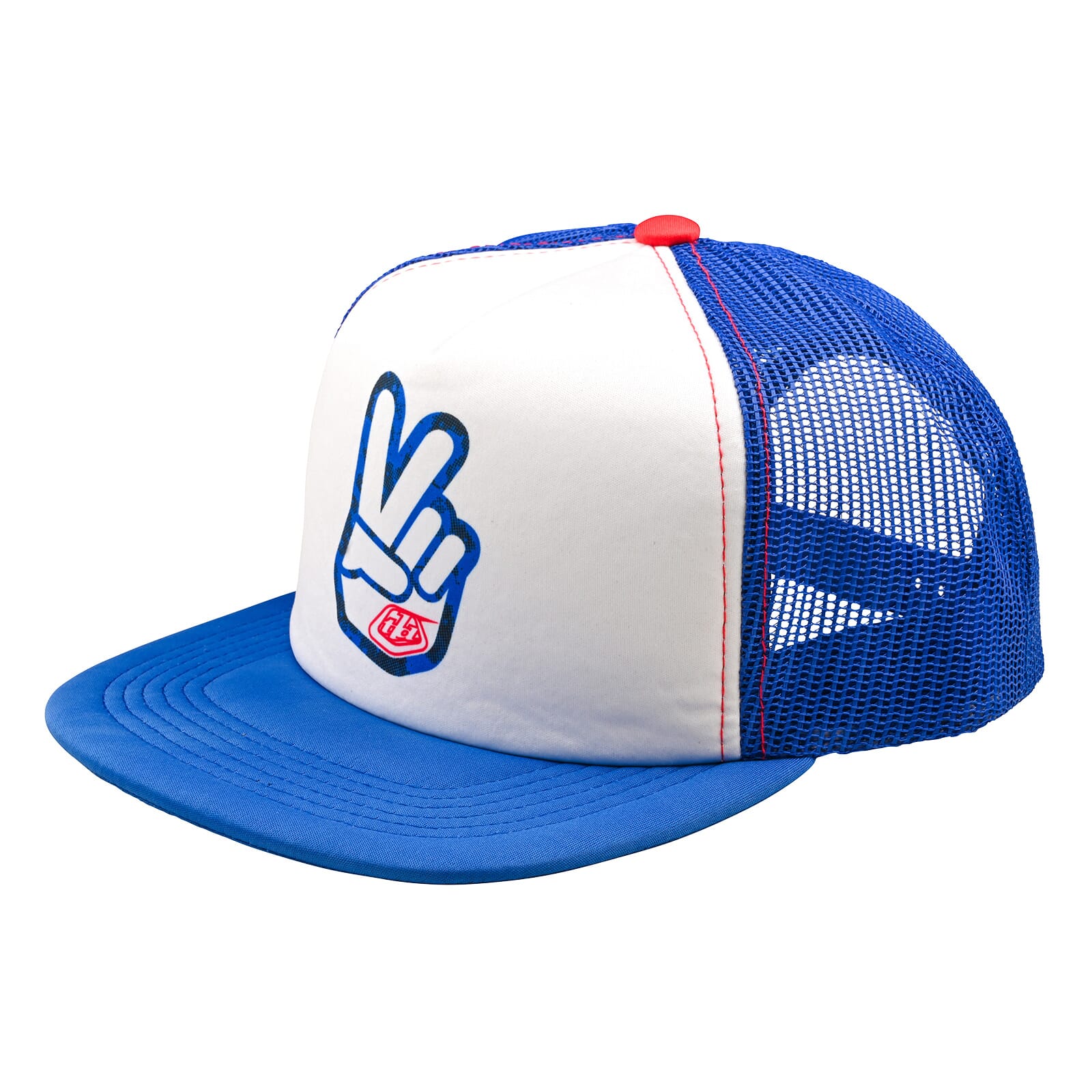 Troy Lee Designs Trucker Snapback Cap Peace Out Peace Out - White/Blue / One Size